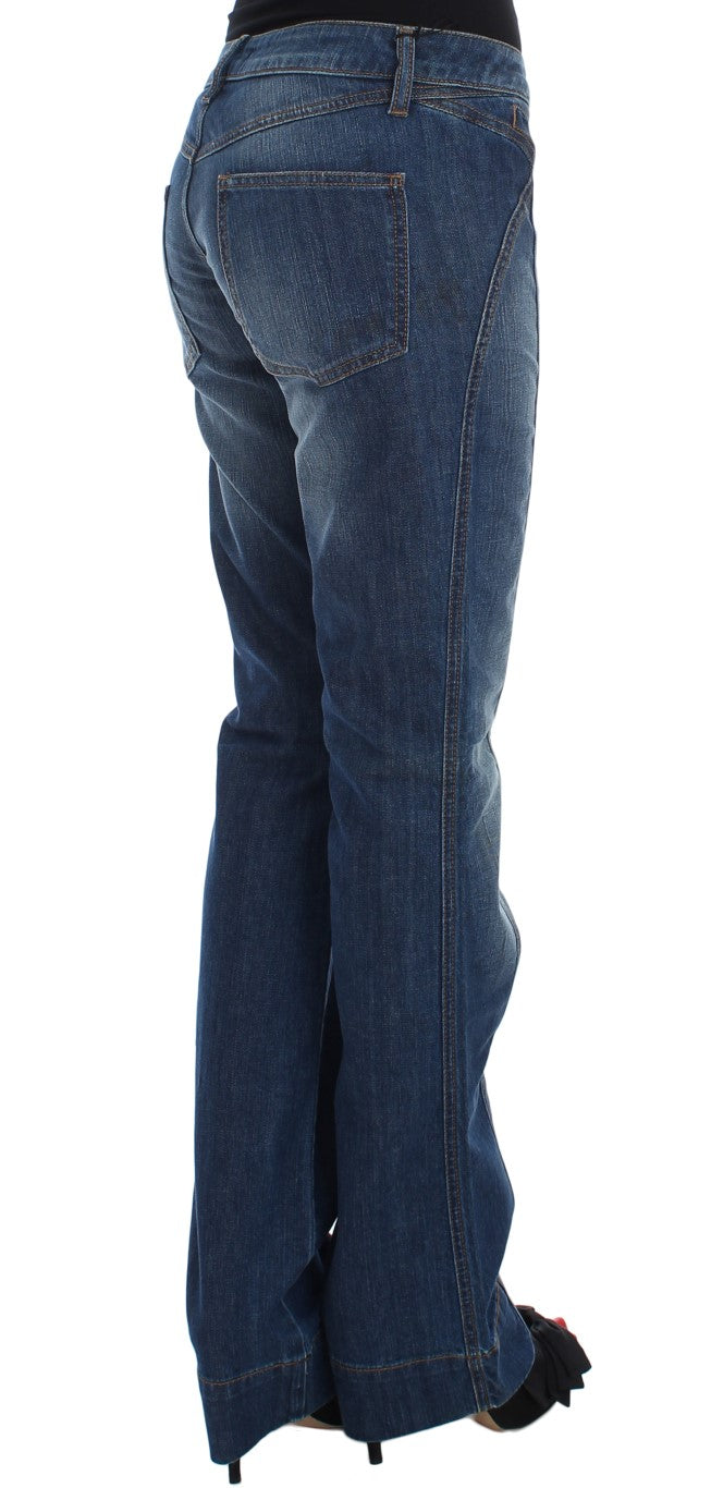 Cavalli Blue Wash Cotton Stretch Boot Cut Jeans | Regal Royce
