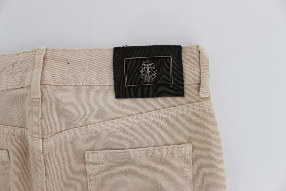 Cavalli Beige Wash Slim Fit Cotton Stretch Jeans | Regal Royce