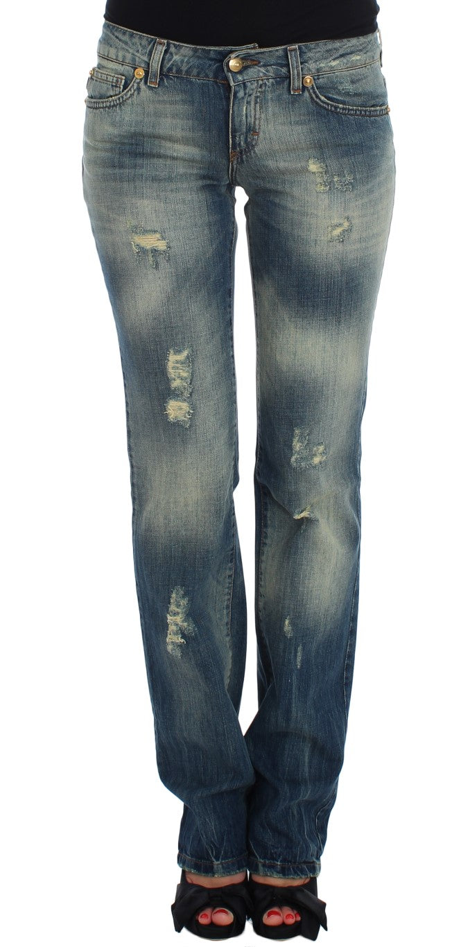 Cavalli Blue Cotton Low Waist Jeans | Regal Royce