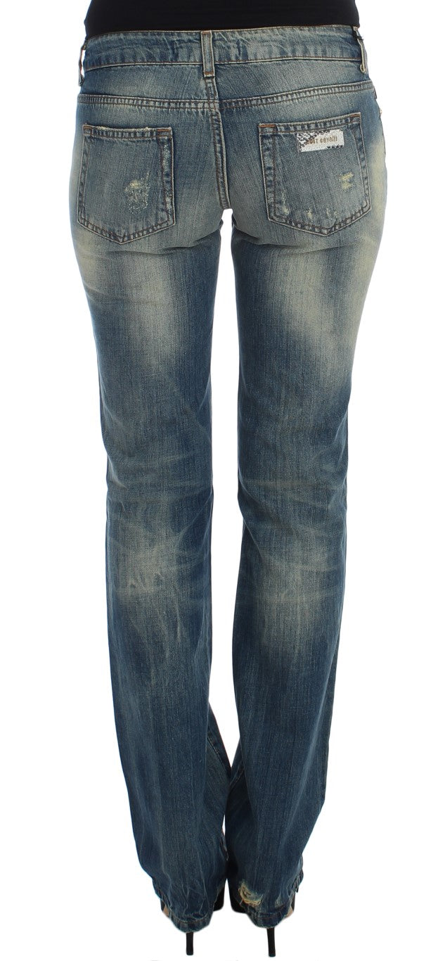 Cavalli Blue Cotton Low Waist Jeans | Regal Royce