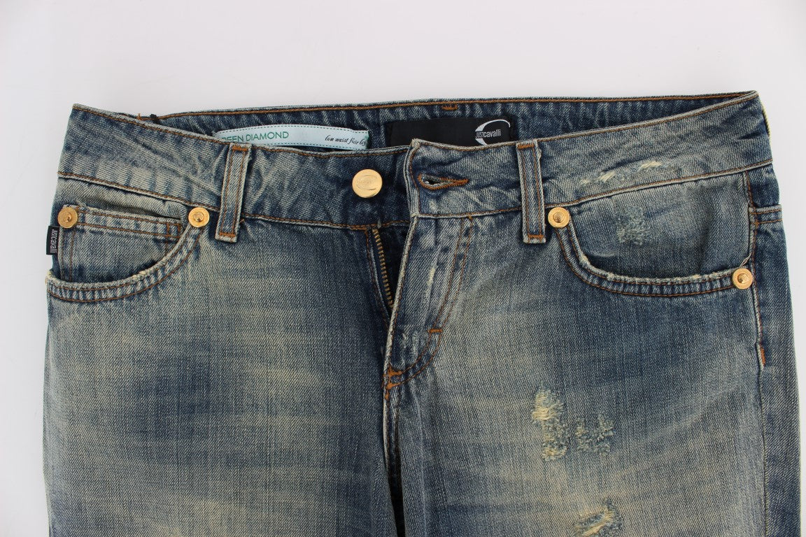 Cavalli Blue Cotton Low Waist Jeans | Regal Royce