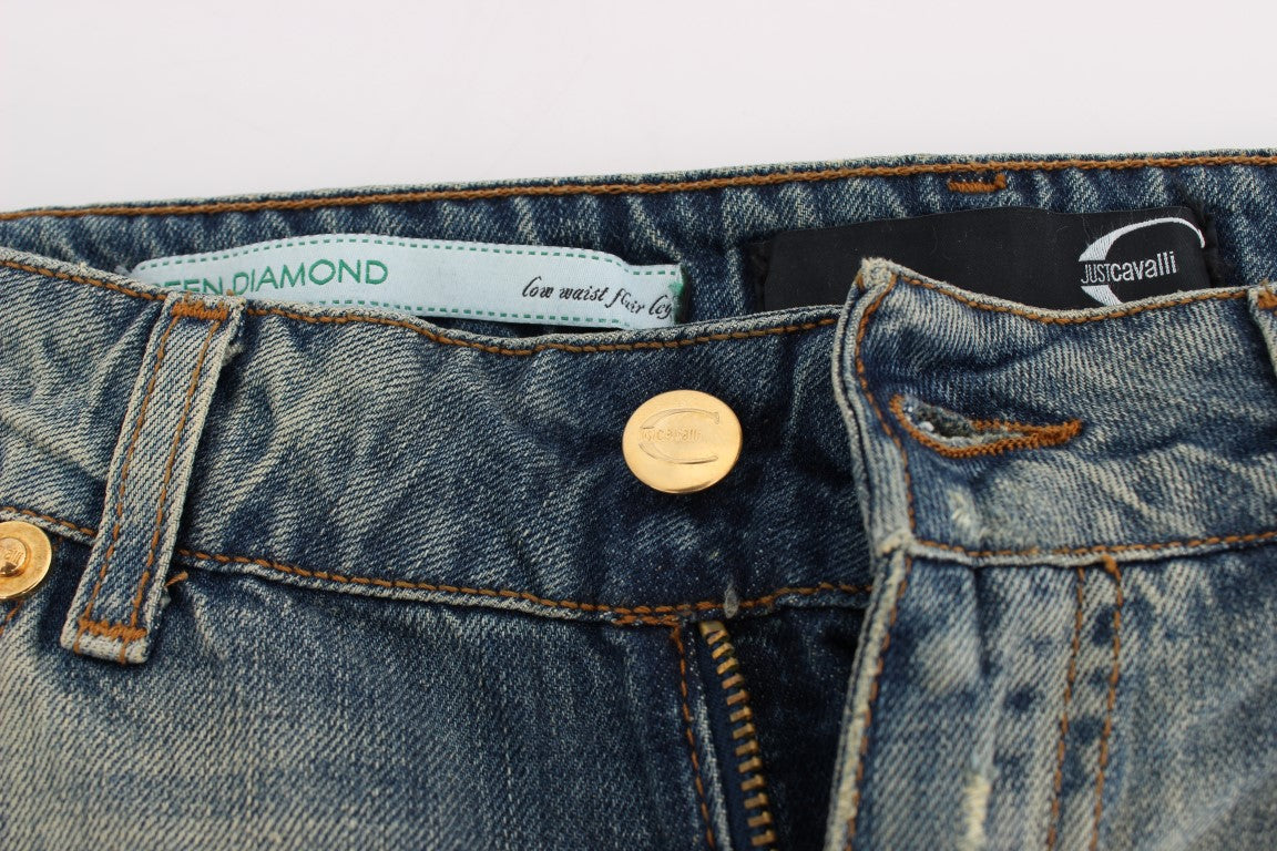 Cavalli Blue Cotton Low Waist Jeans | Regal Royce
