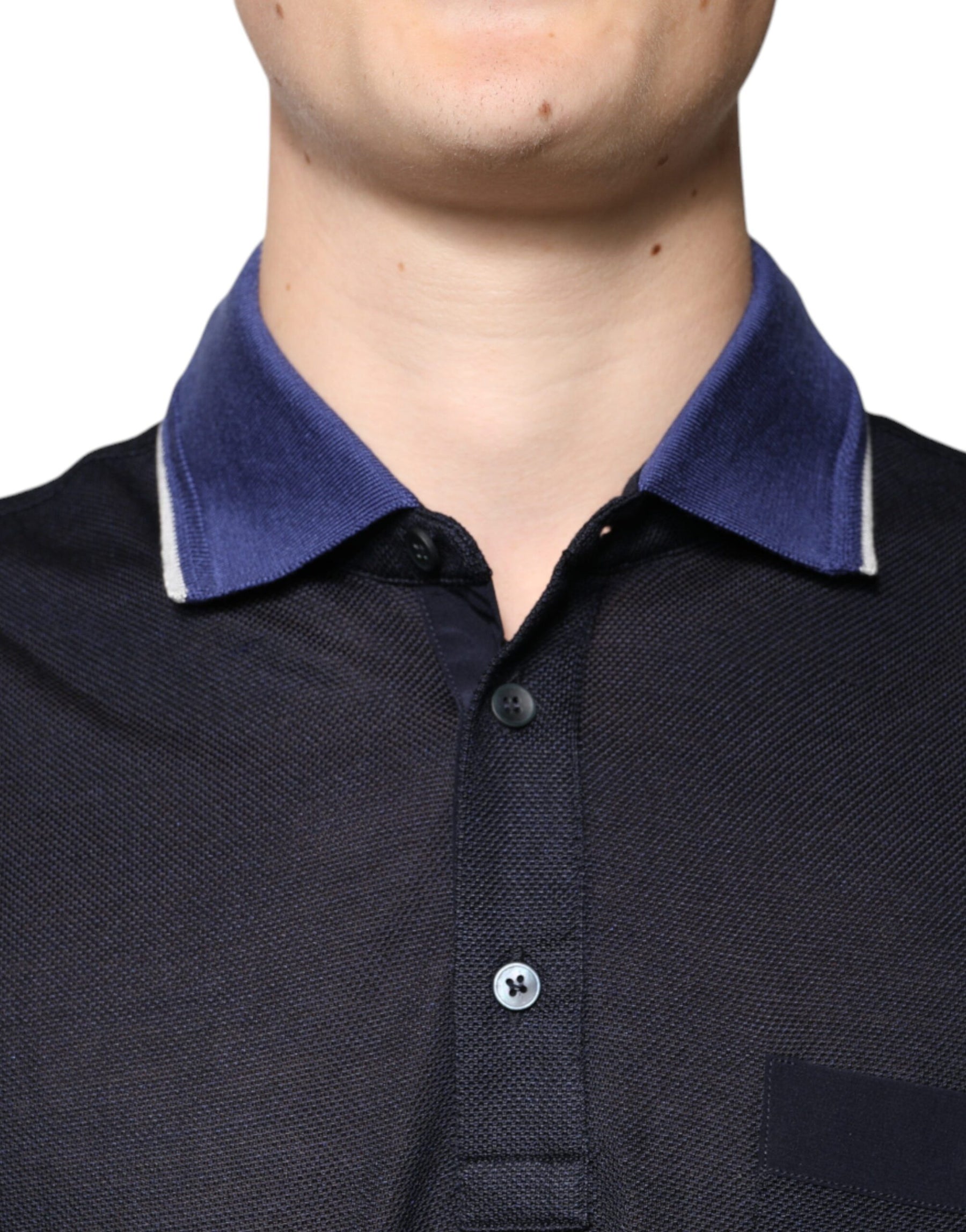 Dolce & Gabbana Blue Silk Collared Short Sleeves Polo T-shirt | Regal Royce