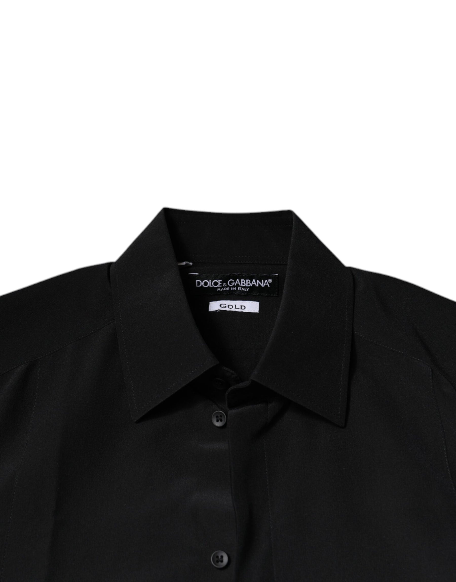Dolce & Gabbana Black Silk Long Sleeves GOLD Dress Shirt | Regal Royce