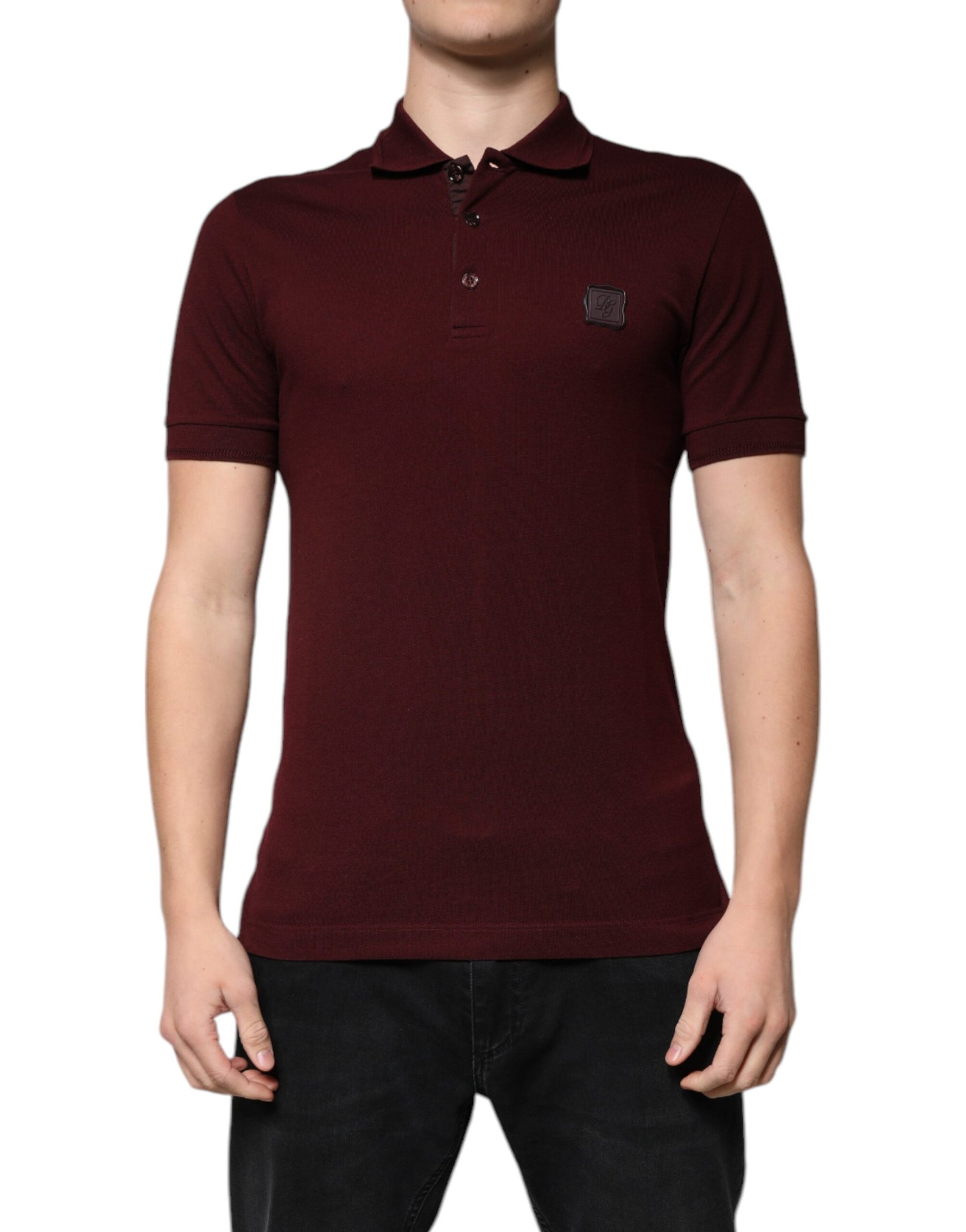 Dolce & Gabbana Maroon Collared Short Sleeves Polo T-shirt | Regal Royce