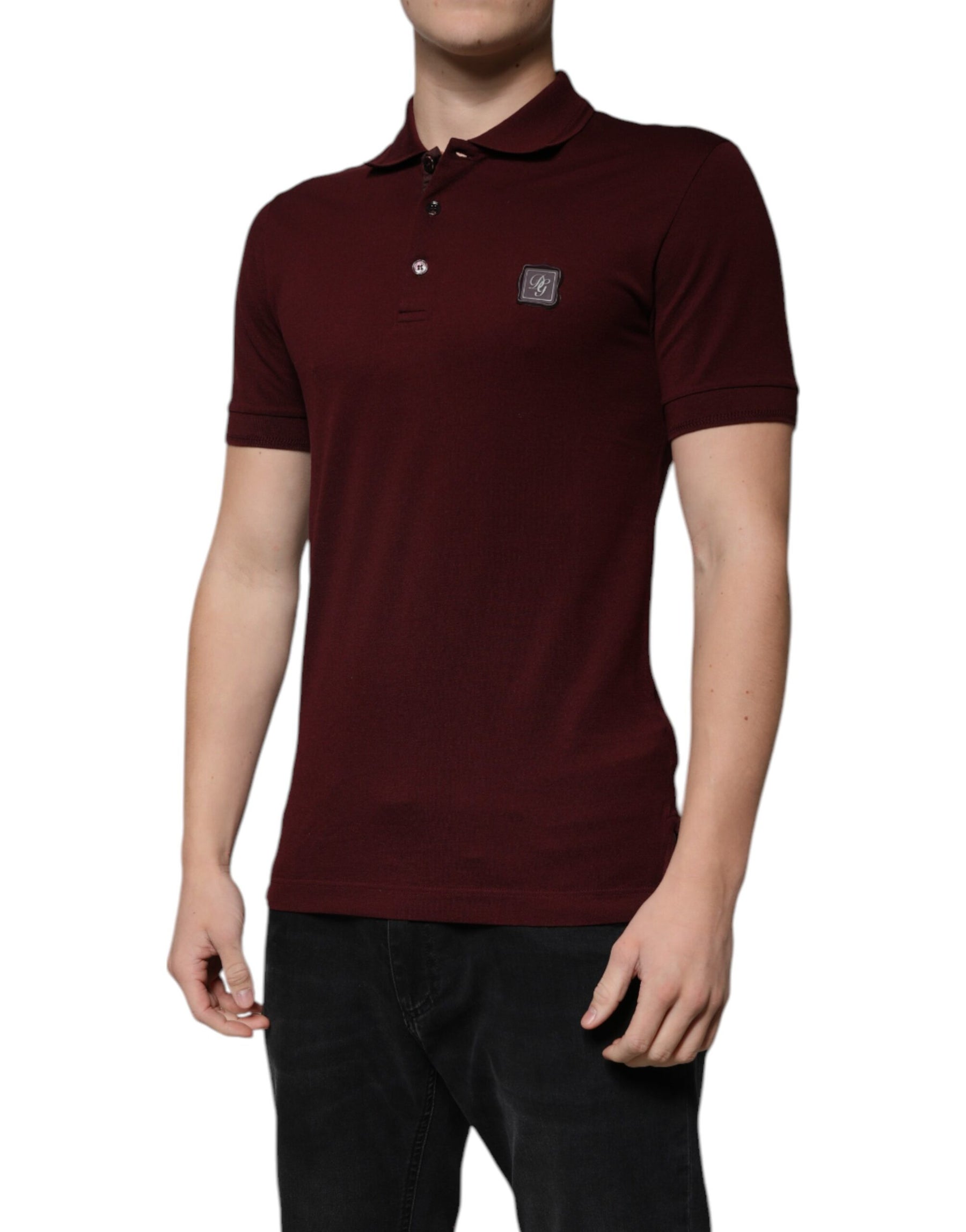 Dolce & Gabbana Maroon Collared Short Sleeves Polo T-shirt | Regal Royce