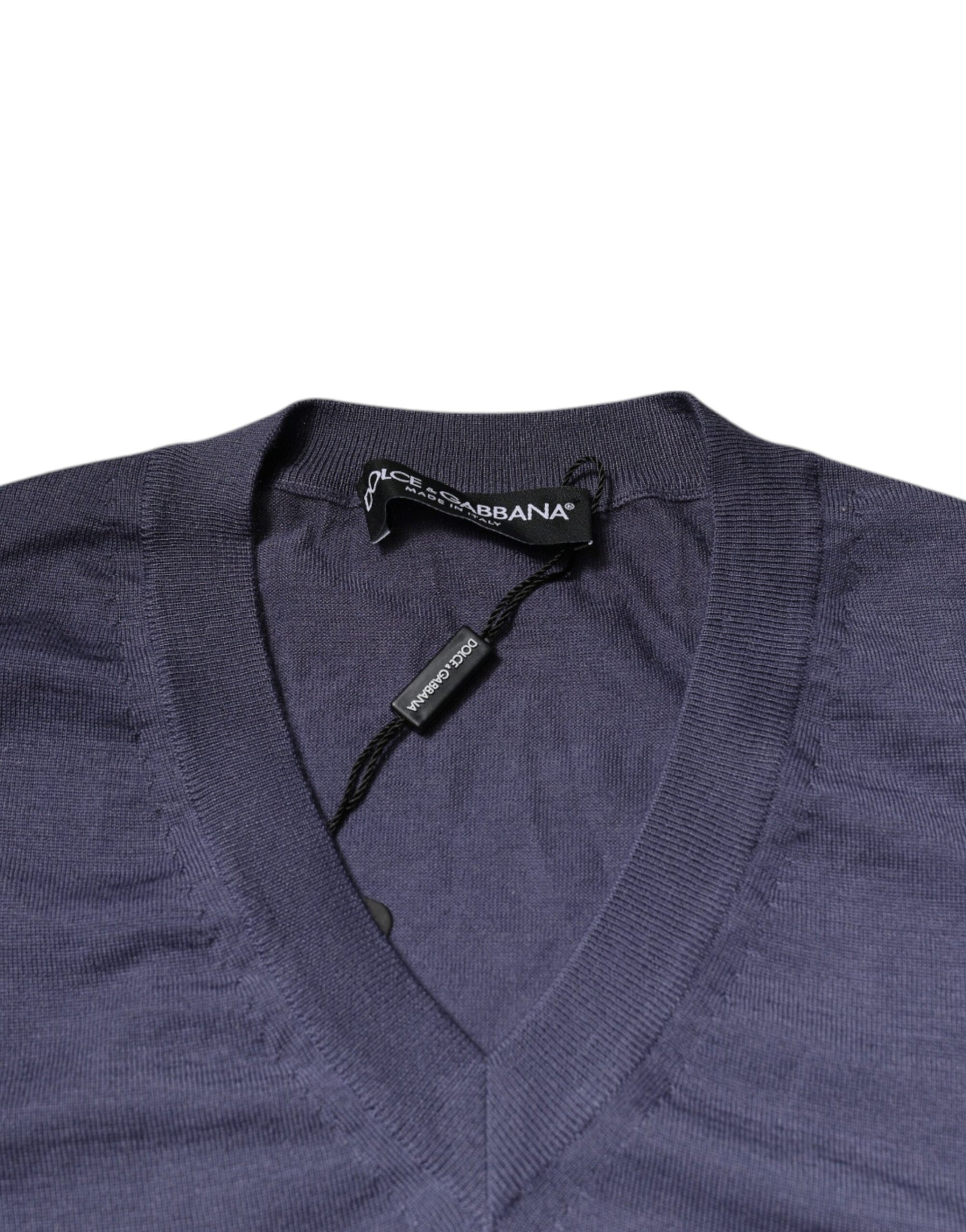 Dolce & Gabbana Gray Cashmere V-neck Men Pullover Sweater | Regal Royce