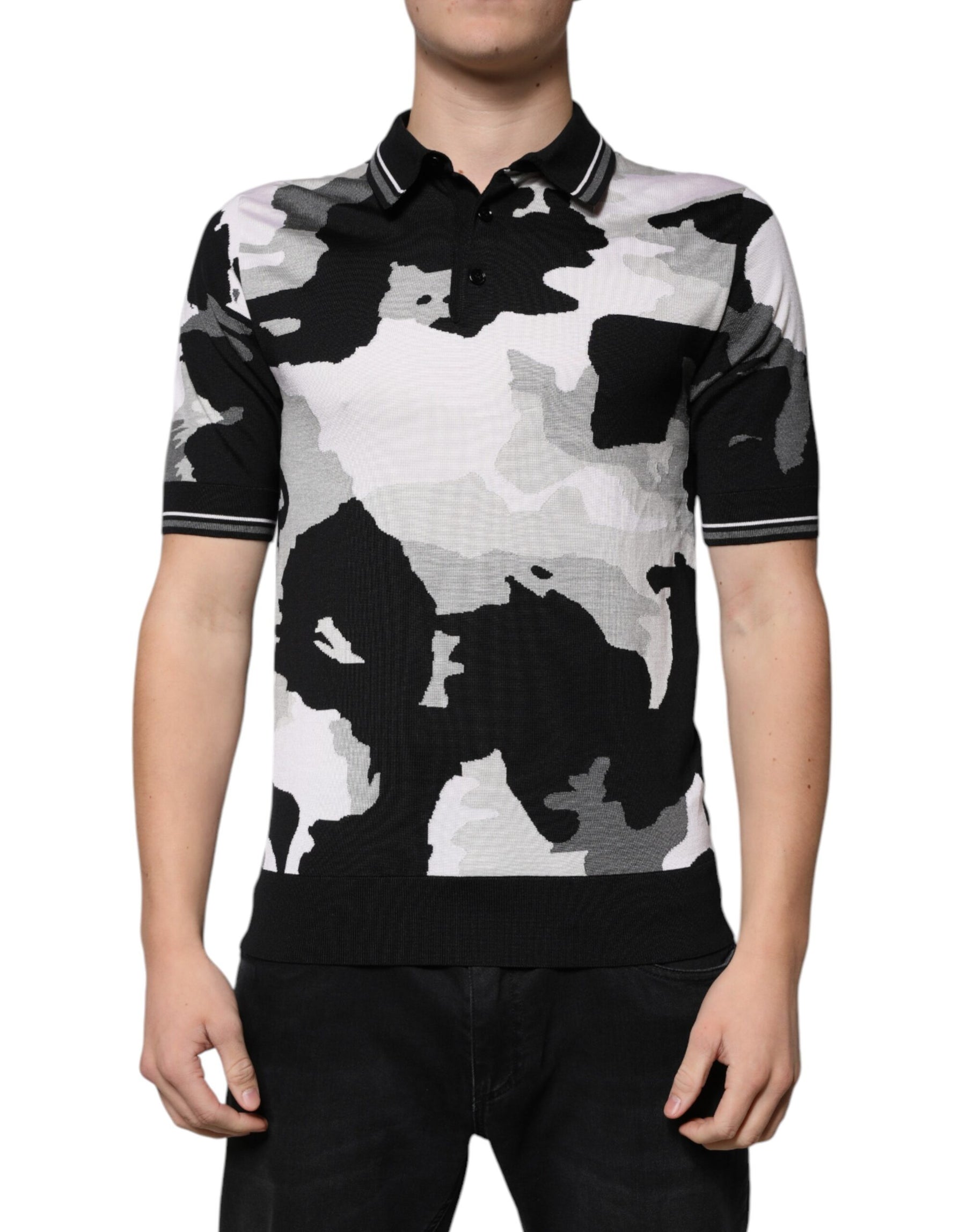 Dolce & Gabbana Multicolor Camouflage Collared Polo T-shirt | Regal Royce