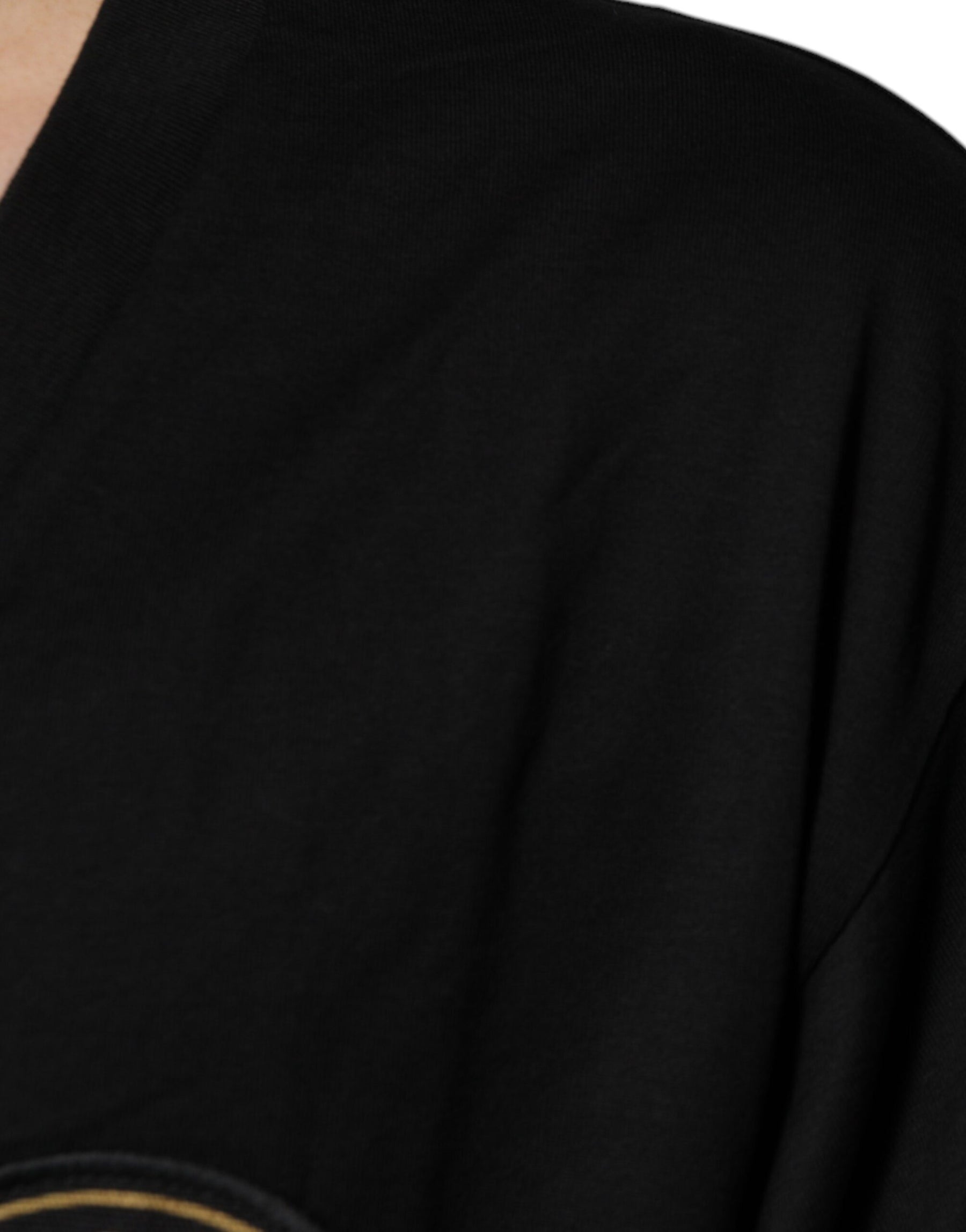 Dolce & Gabbana Black Cotton Logo Vneck Short Sleeve T-shirt | Regal Royce