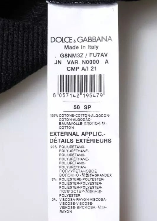 Dolce & Gabbana Black Cotton Sleeveless Round Neck Tank T-shirt | Regal Royce