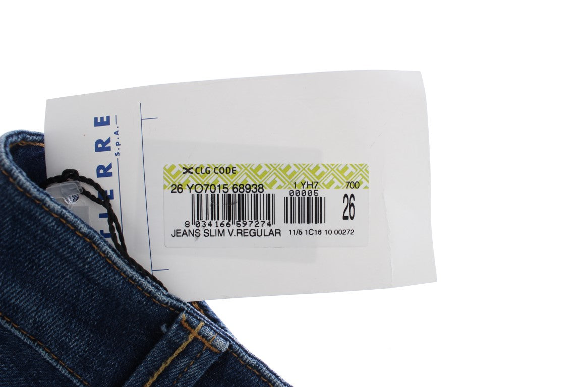 Cavalli Blue Cotton Stretch Low Waist Jeans | Regal Royce