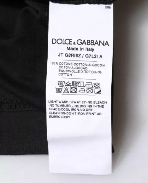 Dolce & Gabbana Black Cotton Crew Neck Short Sleeves T-shirt | Regal Royce