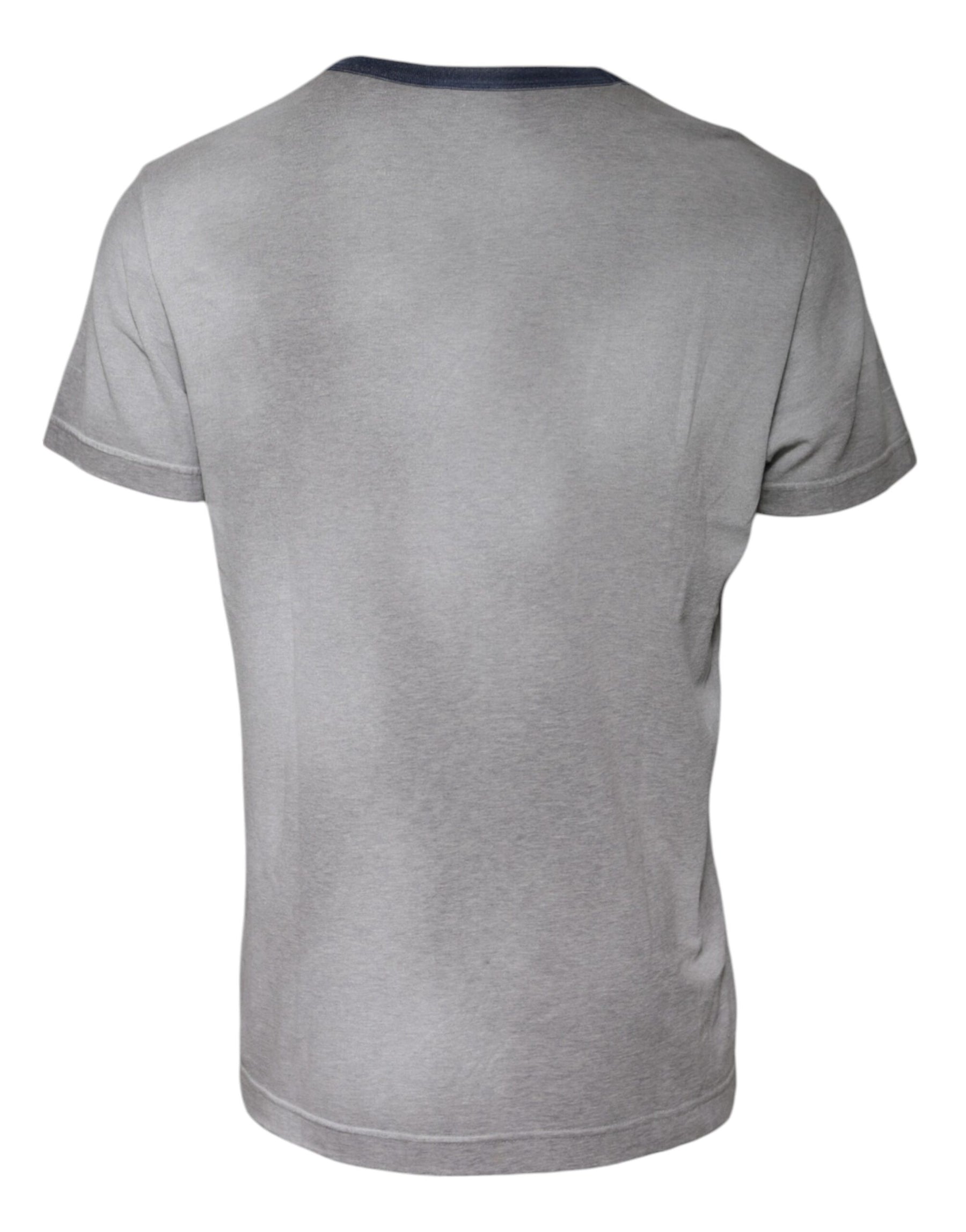 Dolce & Gabbana Gray Logo Print Cotton Crew Neck T-shirt | Regal Royce