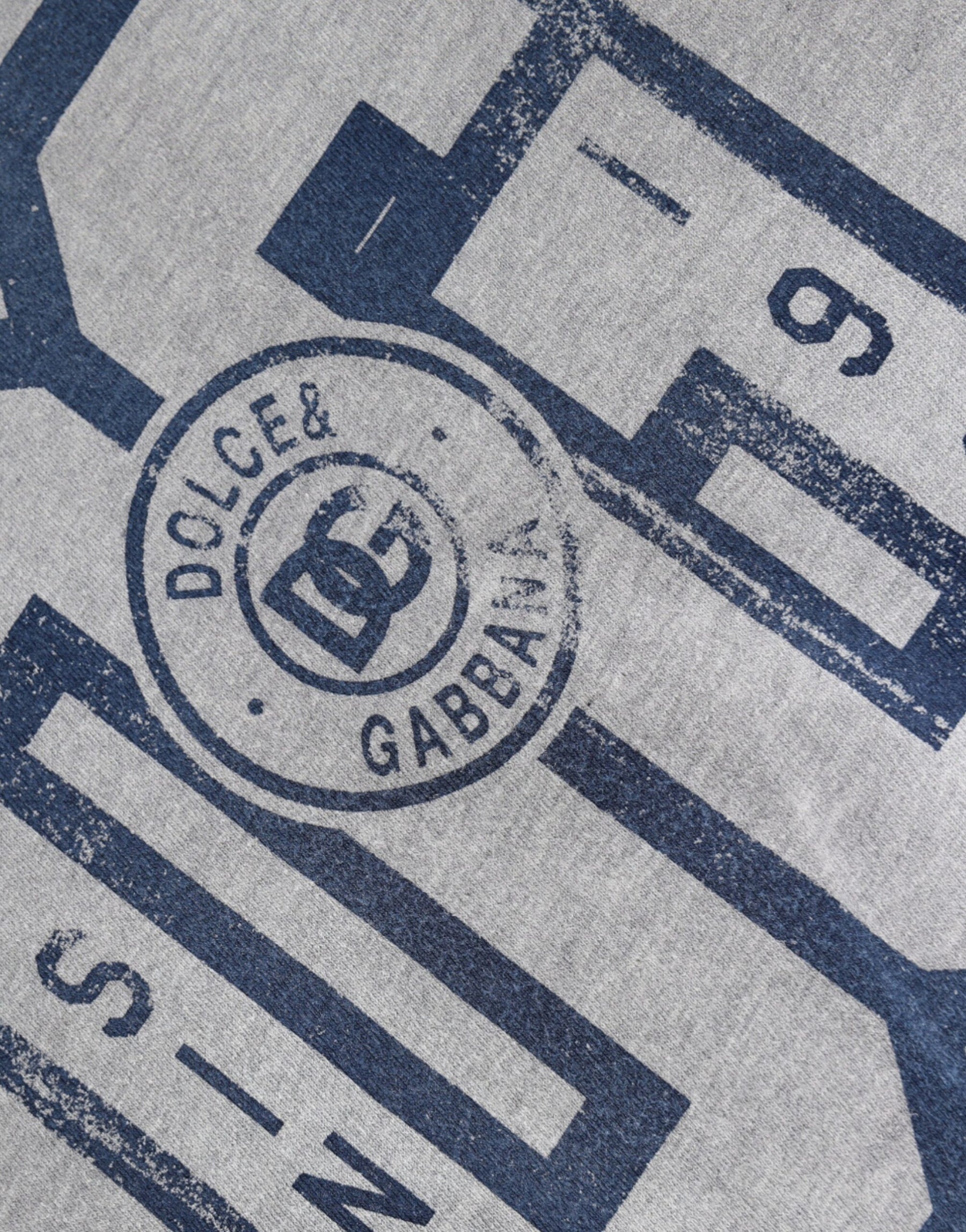 Dolce & Gabbana Gray Logo Print Cotton Crew Neck T-shirt | Regal Royce