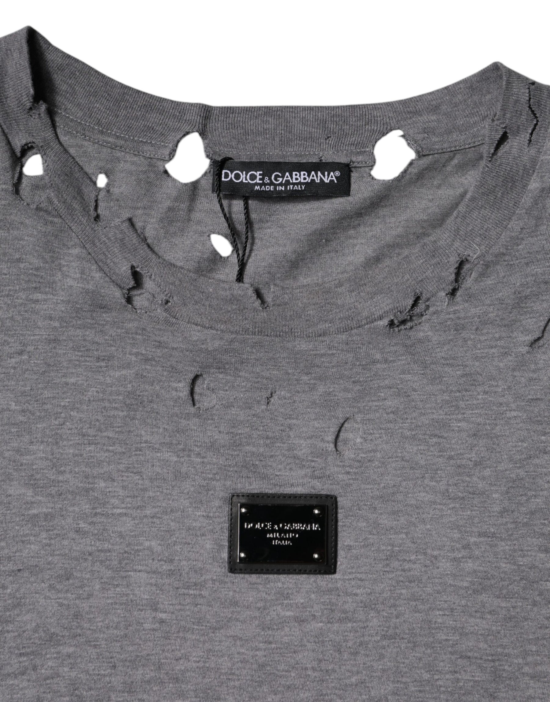Dolce & Gabbana Gray Logo Crew Neck Short Sleeves T-shirt | Regal Royce