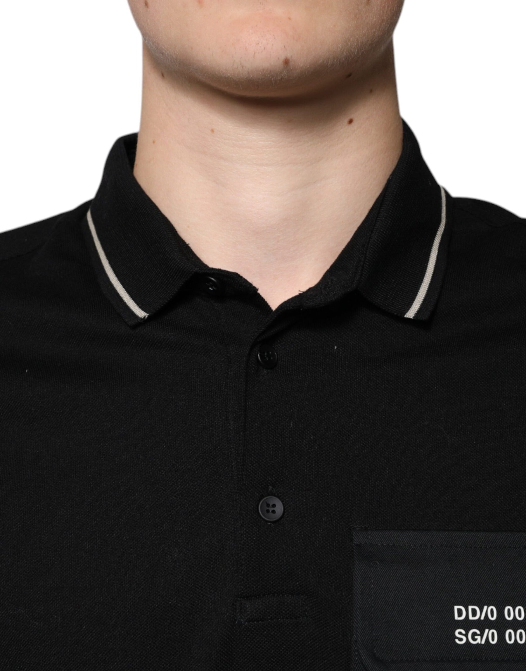 Dolce & Gabbana Black White Cotton Short Sleeves Polo T-shirt | Regal Royce