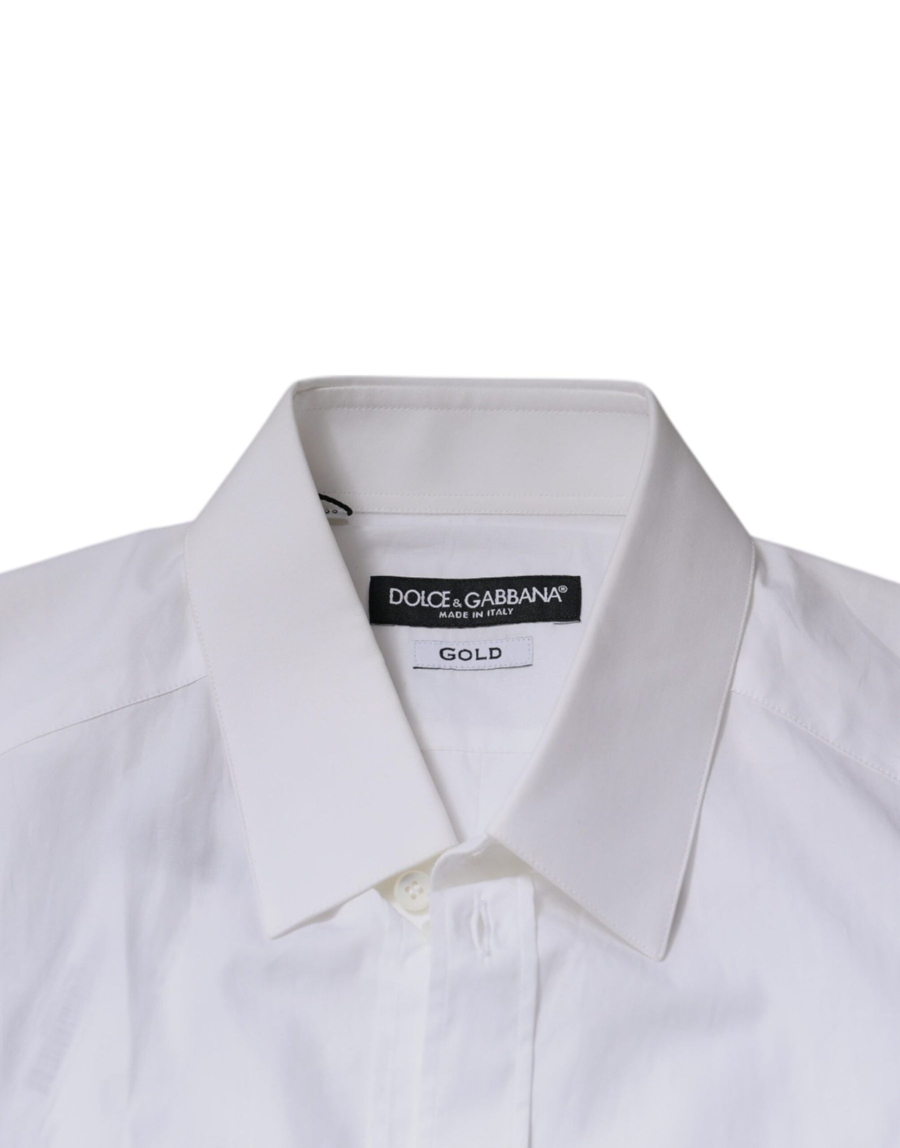 Dolce & Gabbana White Cotton Long Sleeves GOLD Dress Shirt | Regal Royce