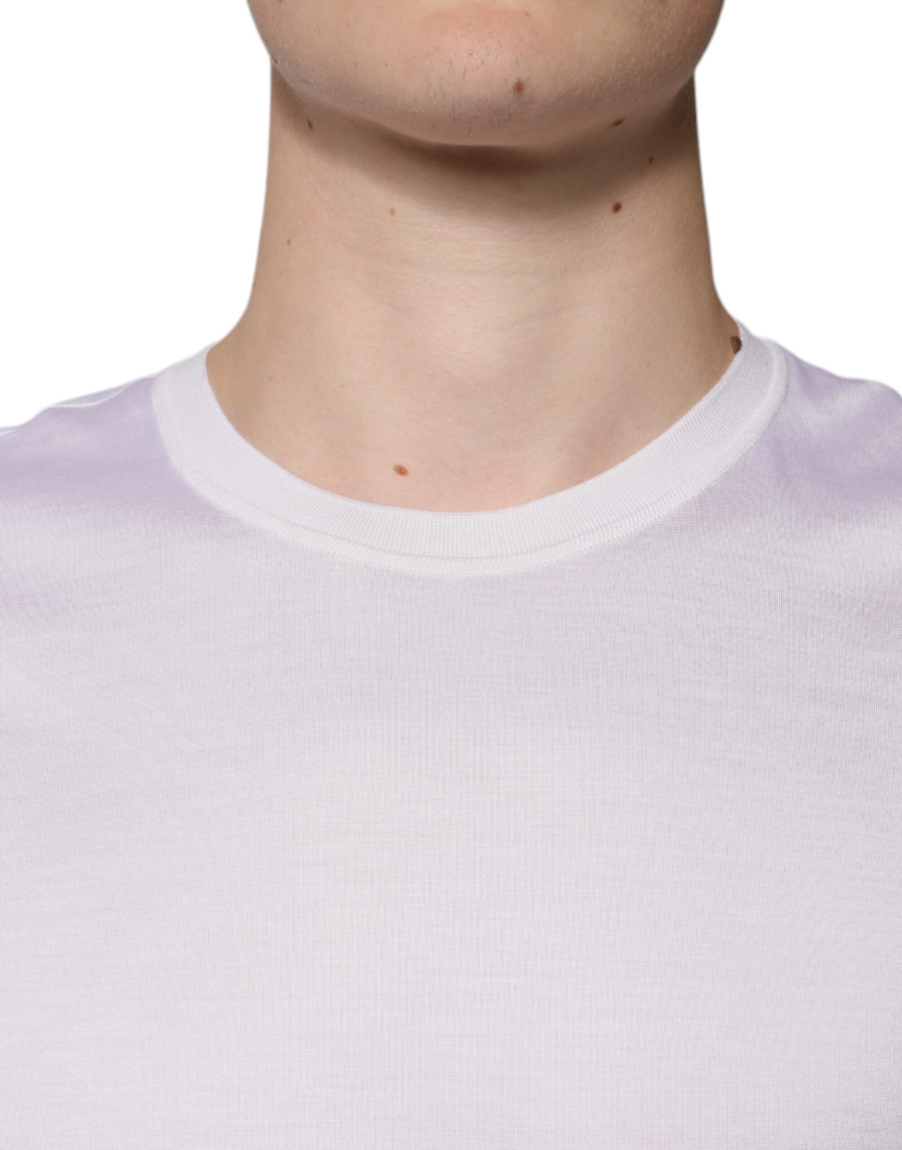 Dolce & Gabbana White Silk Crew Neck Men Pullover Sweater | Regal Royce