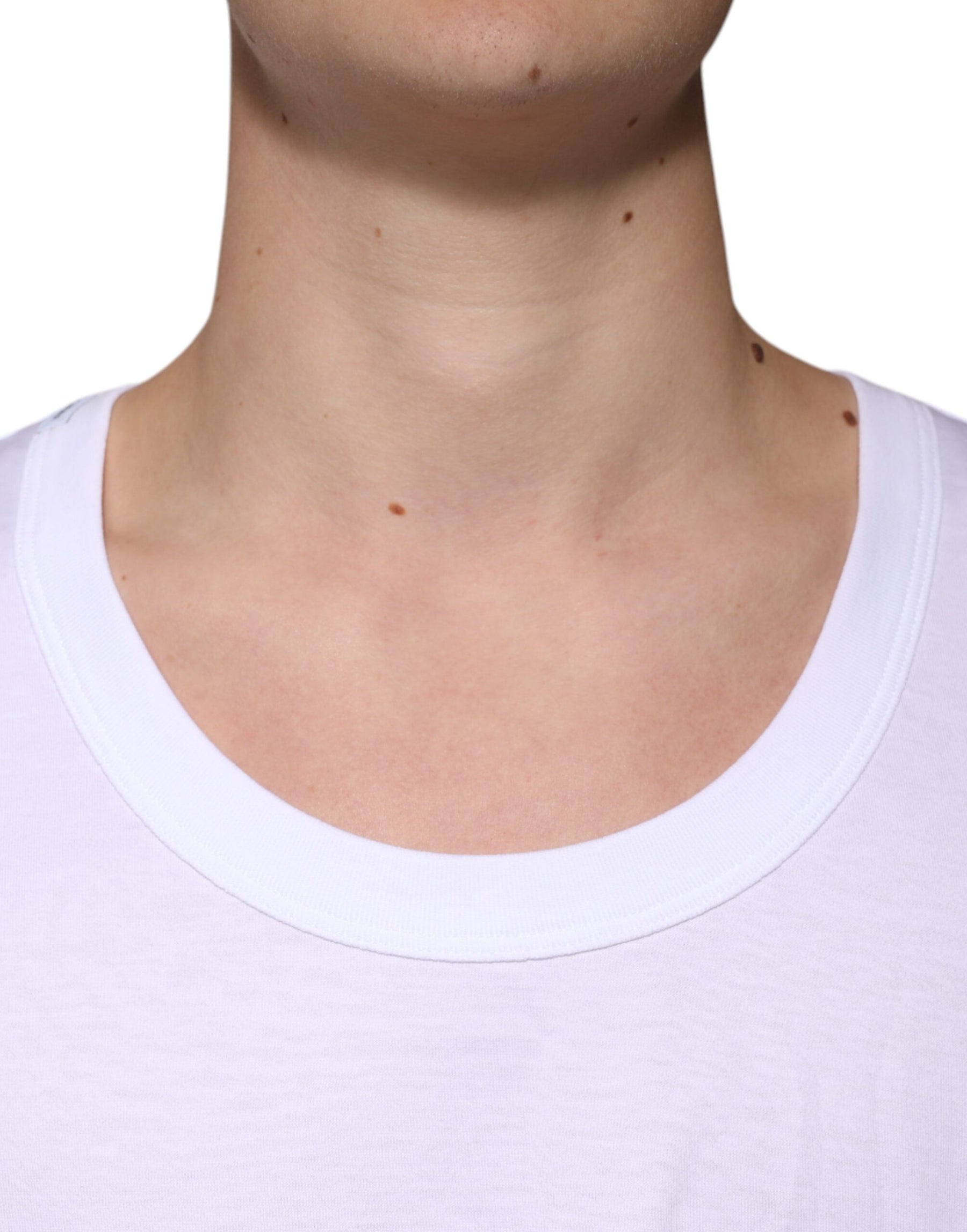 Dolce & Gabbana White Cotton Sleeveless Round Neck Tank T-shirt | Regal Royce
