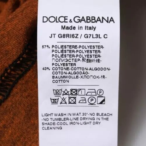 Dolce & Gabbana Brown DG Logo Polyester Crew Neck T-shirt | Regal Royce