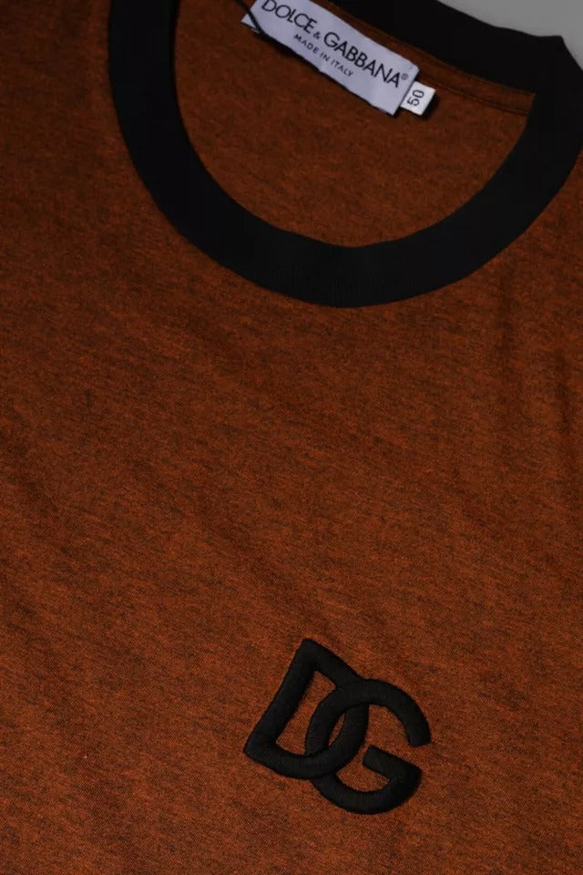 Dolce & Gabbana Brown DG Logo Polyester Crew Neck T-shirt | Regal Royce