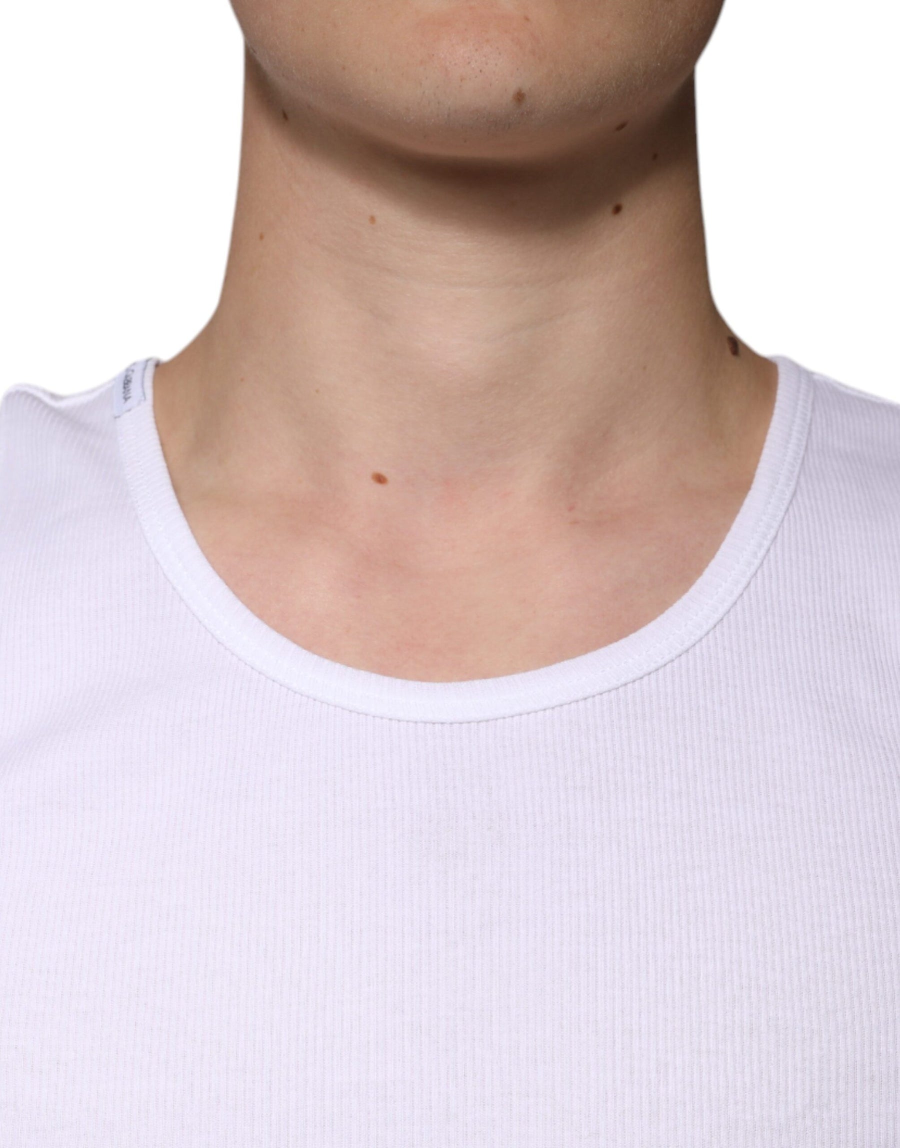 Dolce & Gabbana White Cotton Sleeveless Round Neck Tank T-shirt | Regal Royce