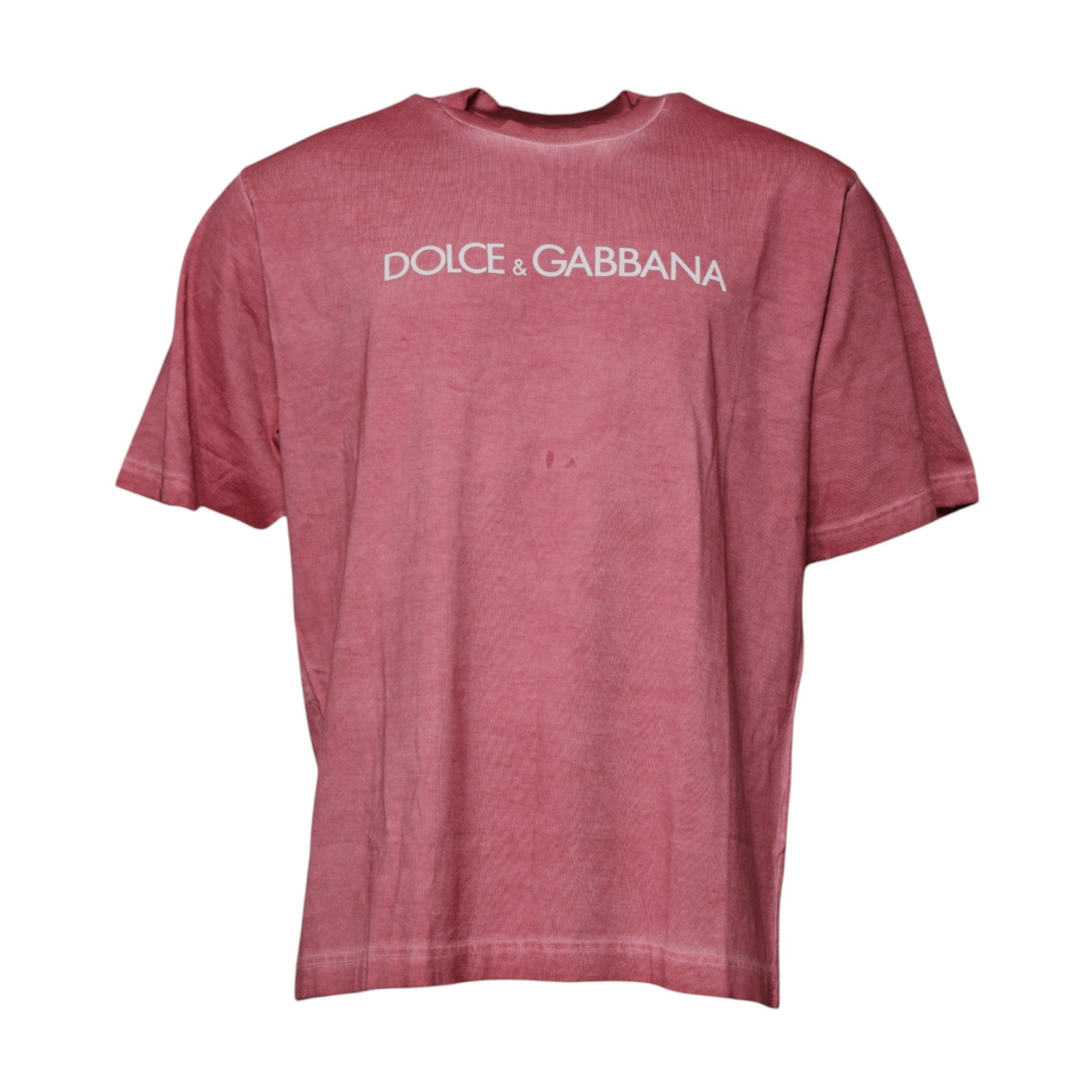 Dolce & Gabbana Pink Logo Print Cotton Crew Neck T-shirt | Regal Royce