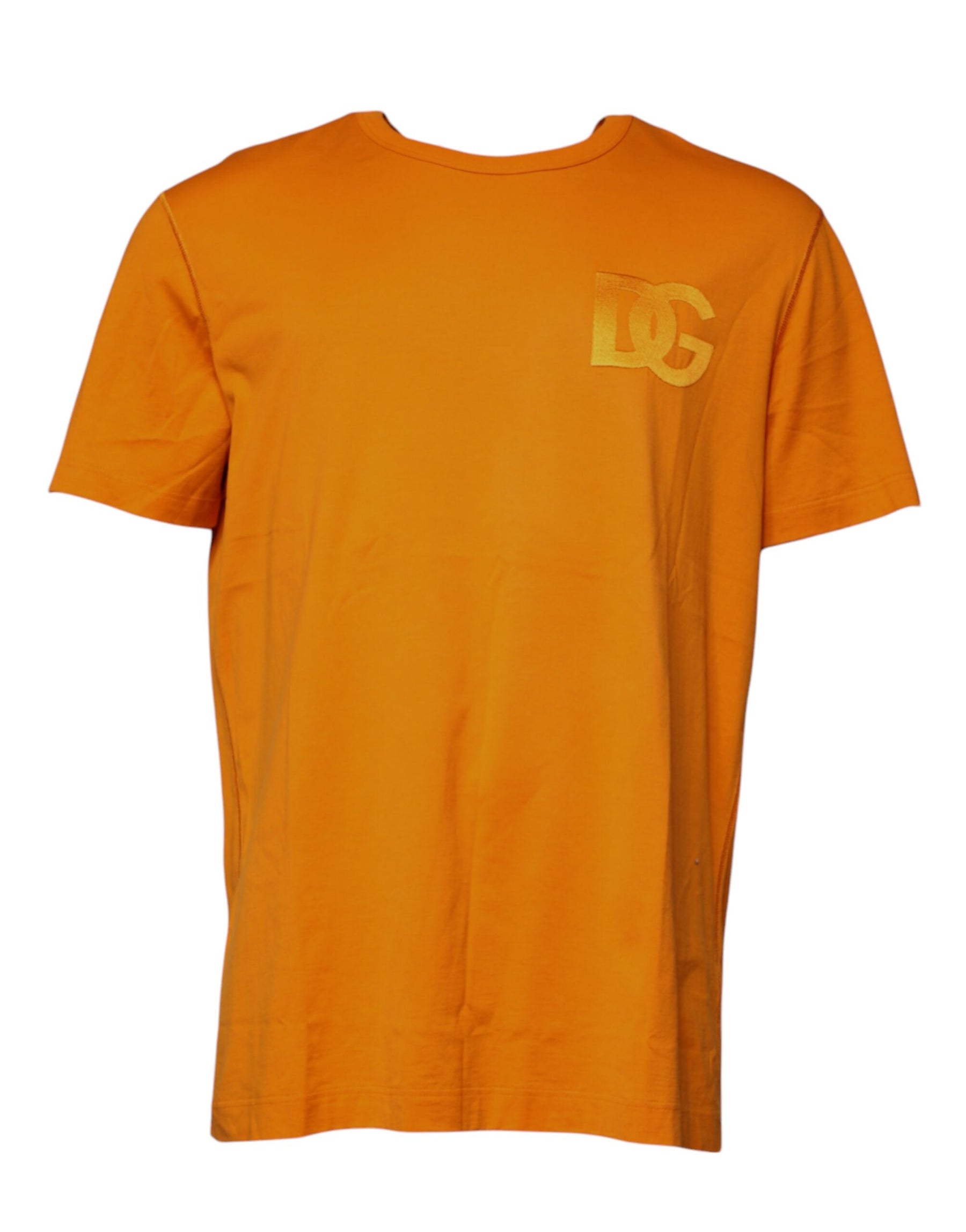 Dolce & Gabbana Orange Logo Cotton Crew Neck T-shirt | Regal Royce