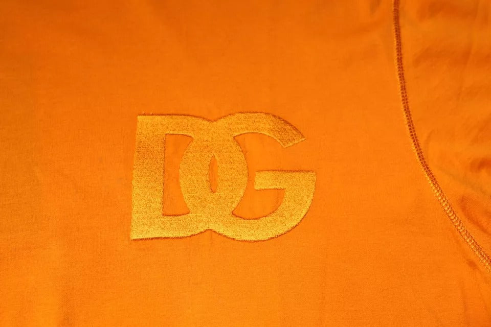 Dolce & Gabbana Orange Logo Cotton Crew Neck T-shirt | Regal Royce