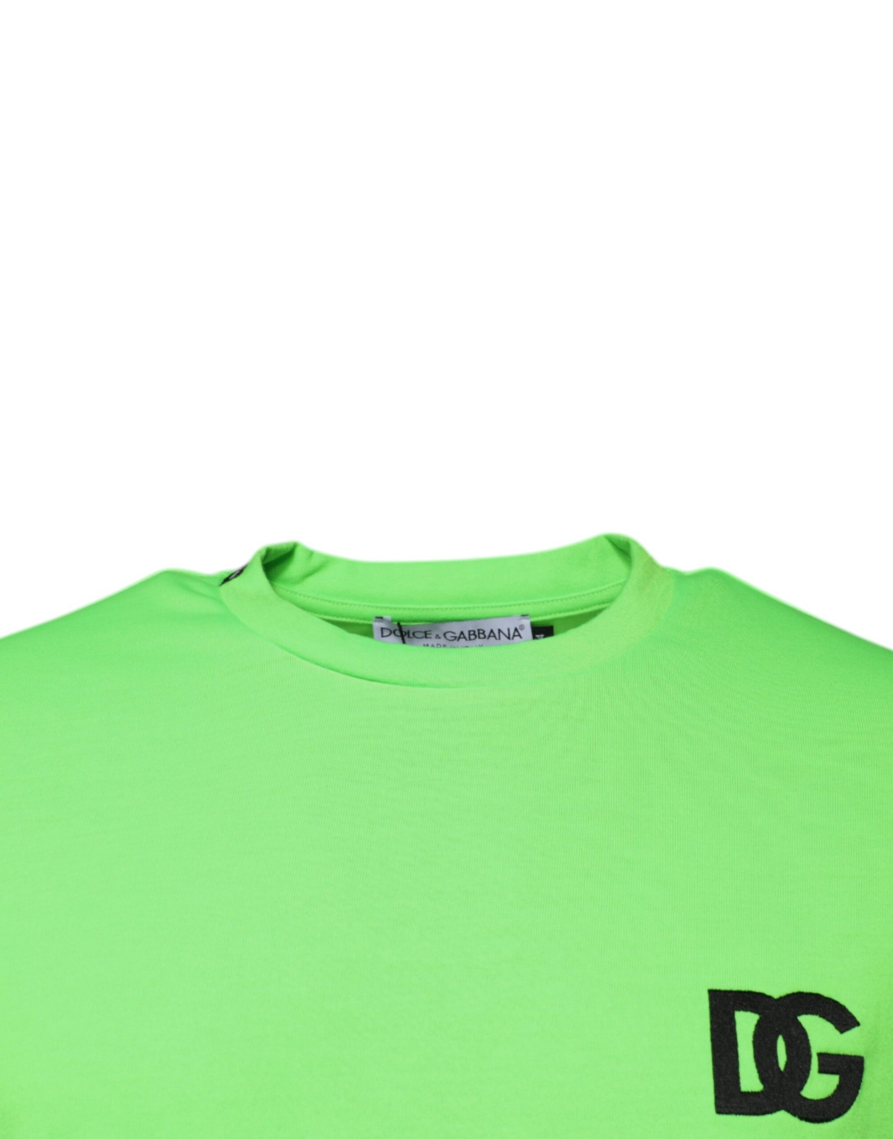 Dolce & Gabbana Green Logo Polyester Crew Neck T-shirt | Regal Royce