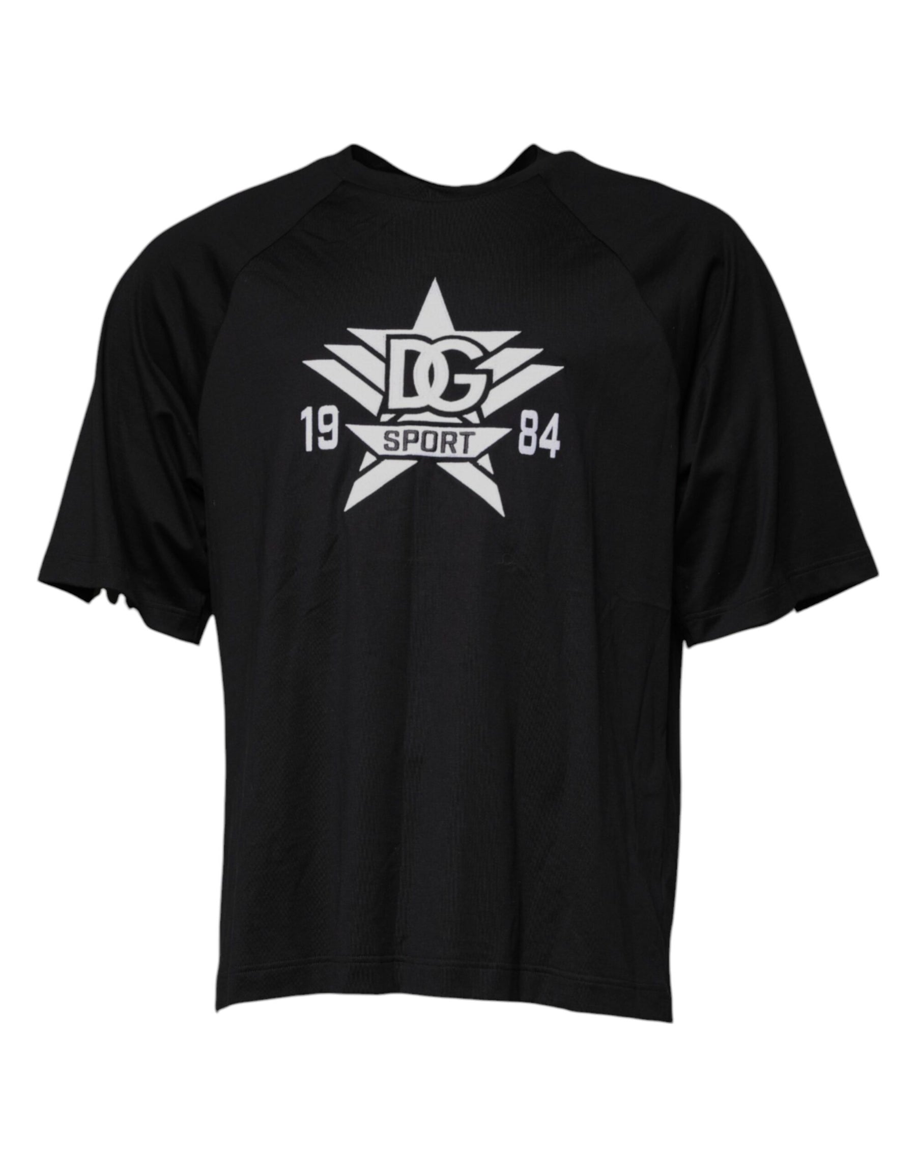 Dolce & Gabbana Black Logo Print Cotton Crew Neck T-shirt | Regal Royce