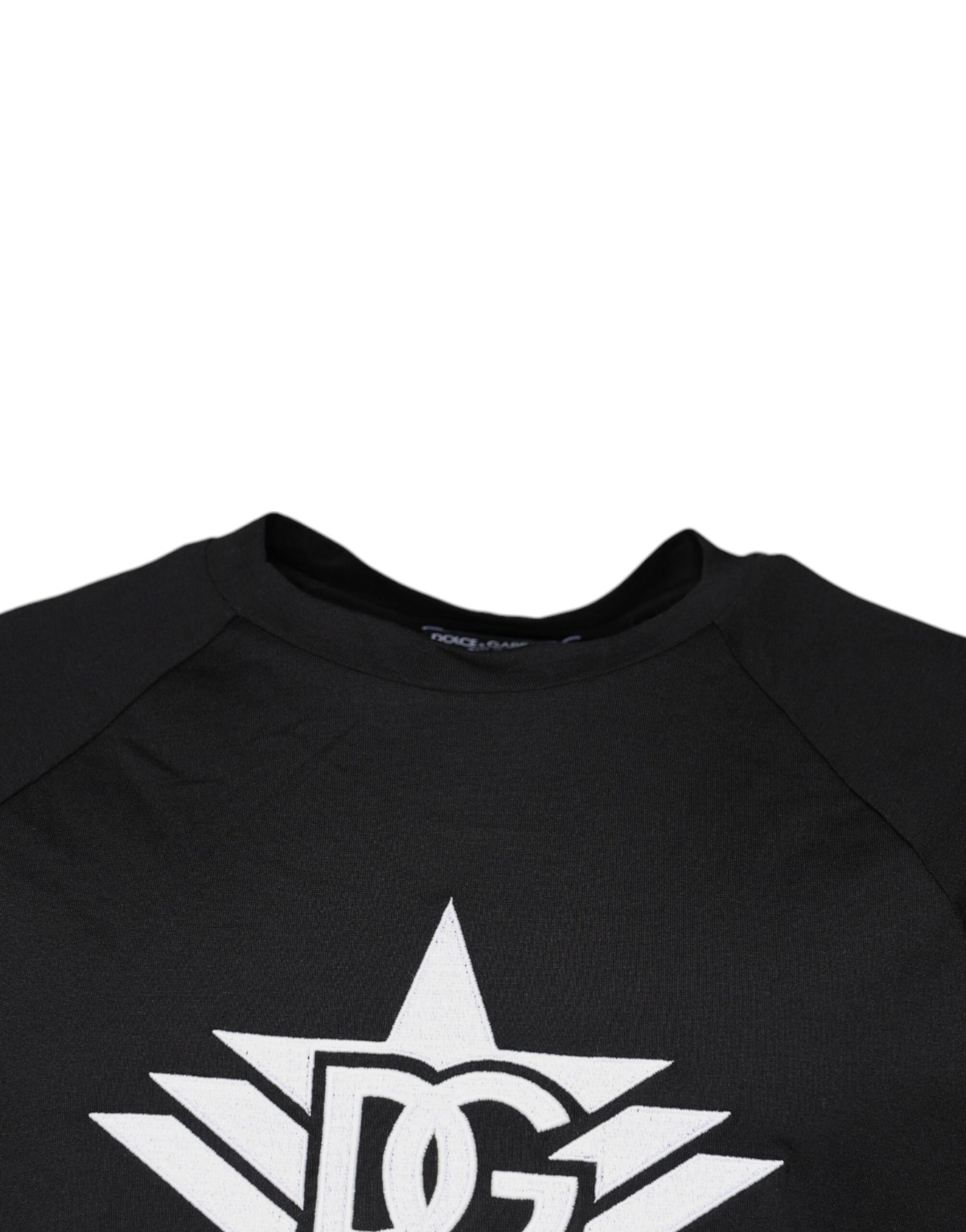 Dolce & Gabbana Black Logo Print Cotton Crew Neck T-shirt | Regal Royce