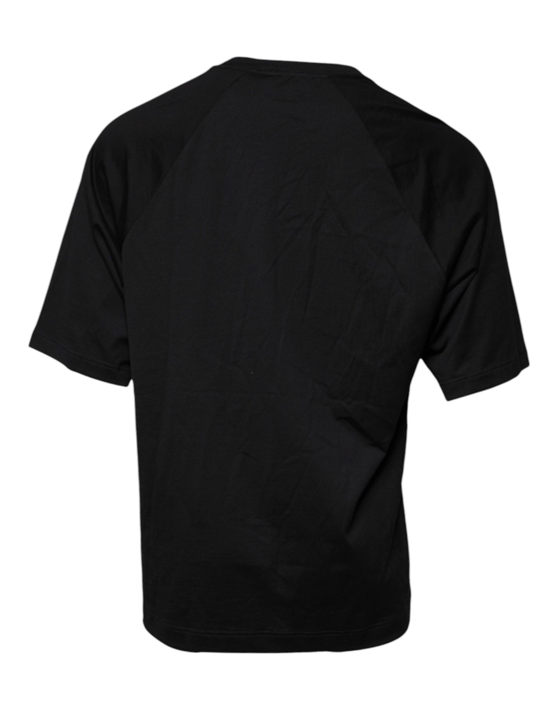 Dolce & Gabbana Black Logo Print Cotton Crew Neck T-shirt | Regal Royce