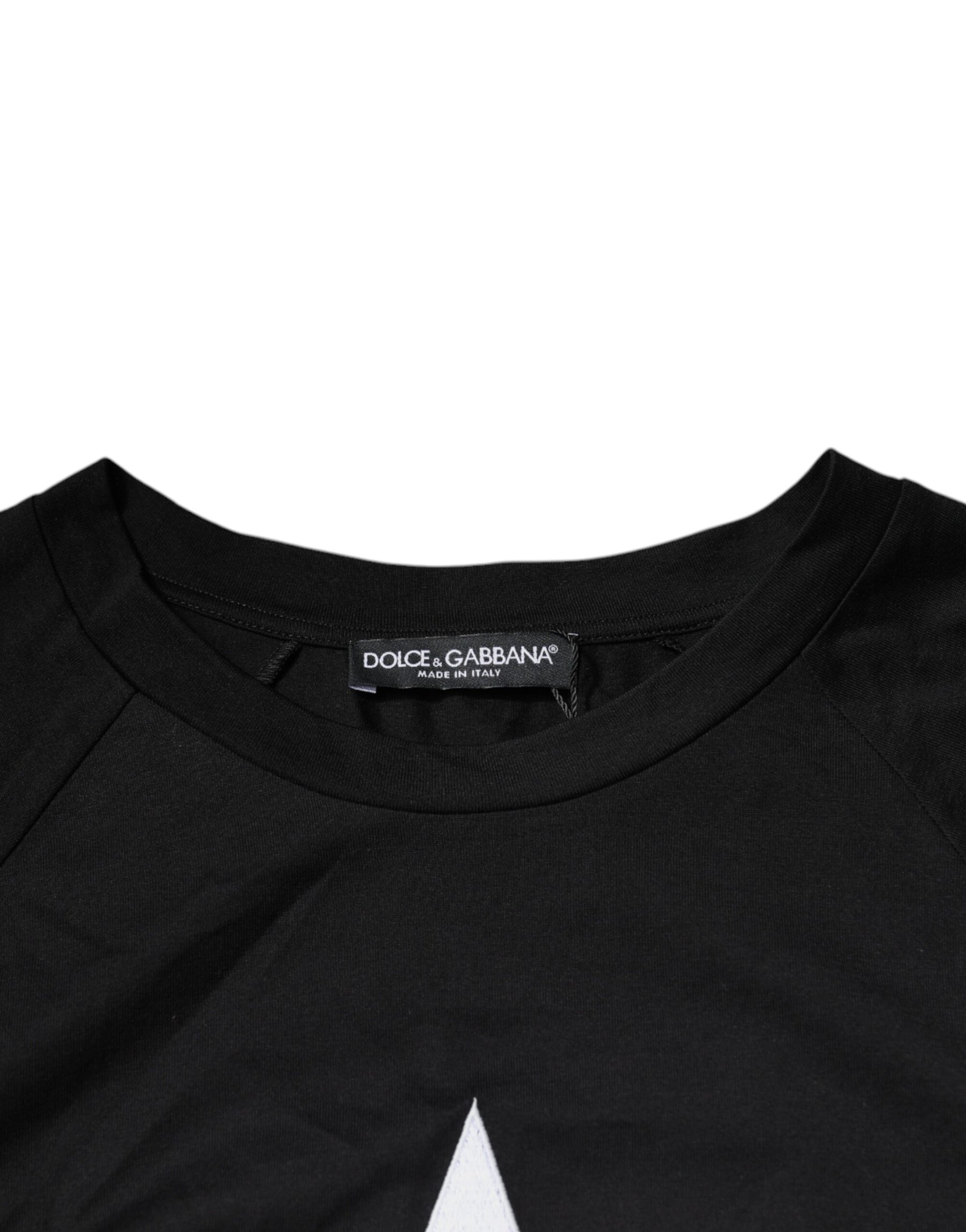 Dolce & Gabbana Black Logo Print Cotton Crew Neck T-shirt | Regal Royce