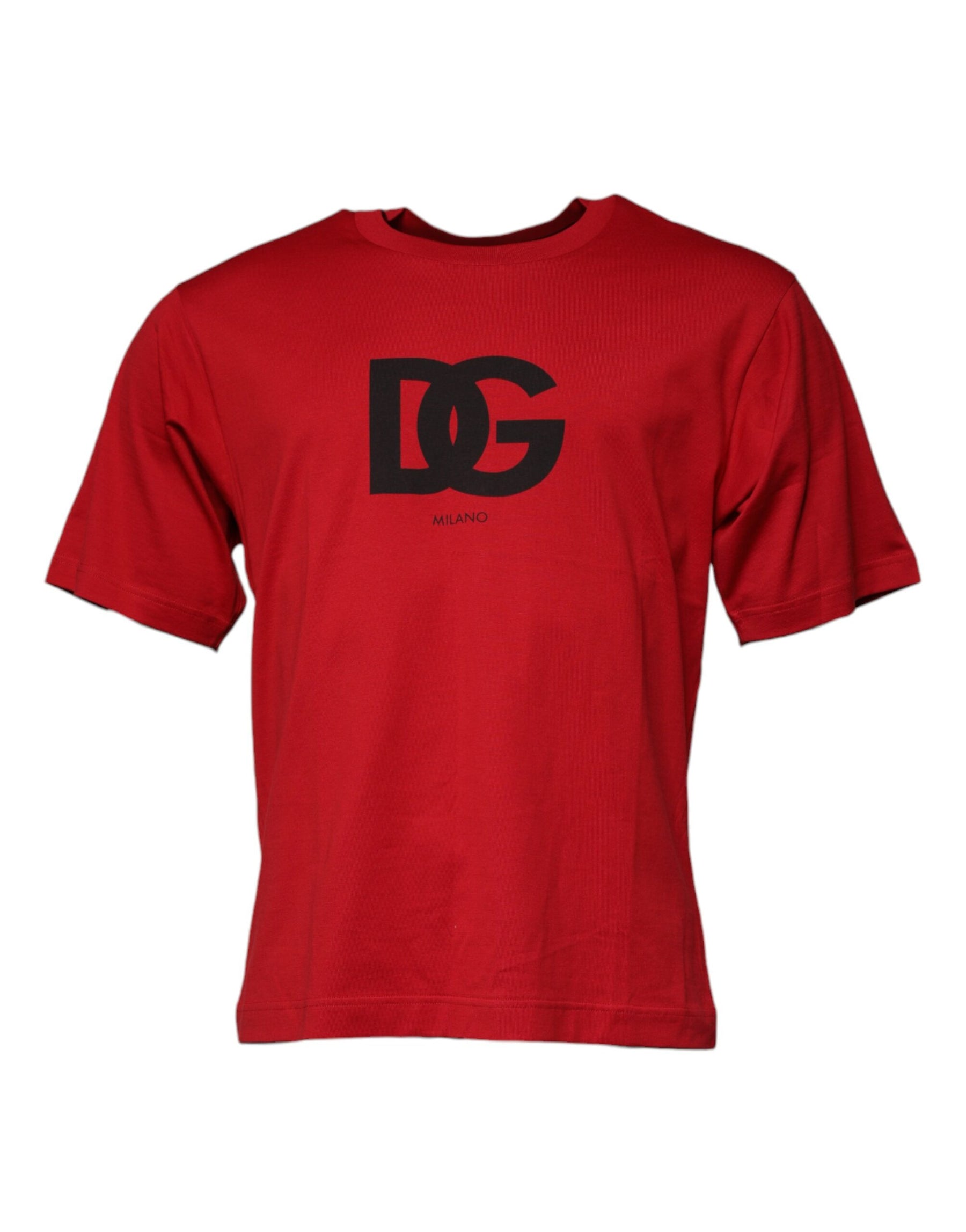 Dolce & Gabbana Red Logo Print Cotton Crew Neck T-shirt | Regal Royce