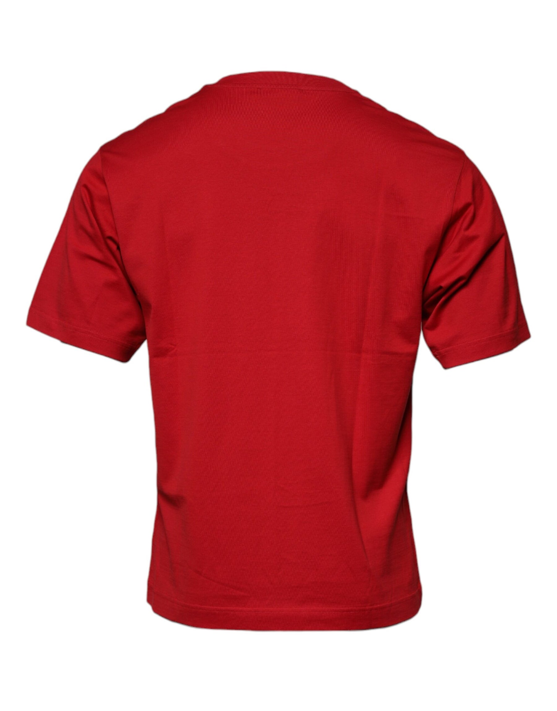 Dolce & Gabbana Red Logo Print Cotton Crew Neck T-shirt | Regal Royce