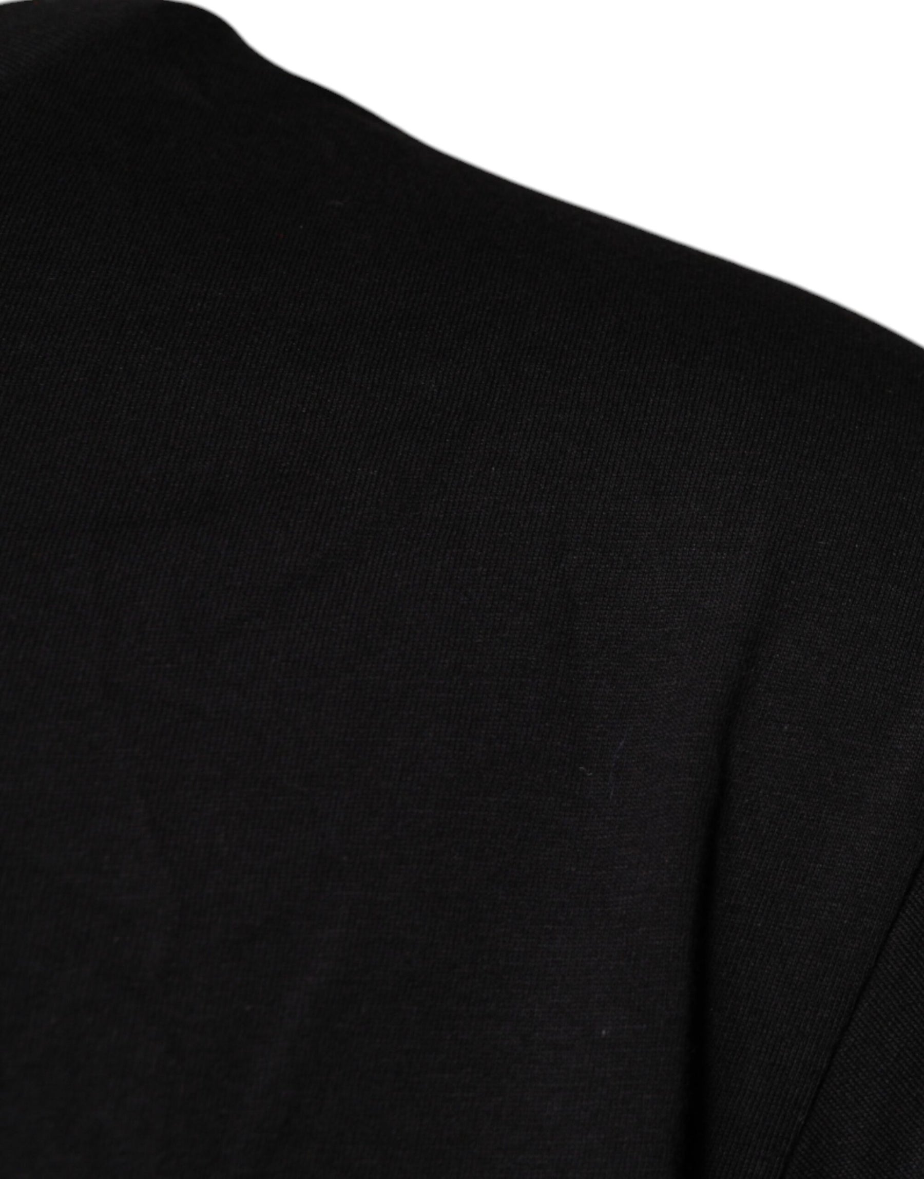 Dolce & Gabbana Black Logo Print Cotton Crew Neck T-shirt | Regal Royce