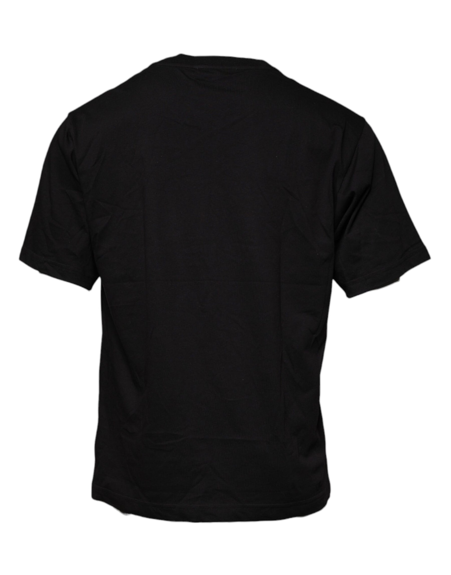 Dolce & Gabbana Black Logo Print Cotton Crew Neck T-shirt | Regal Royce