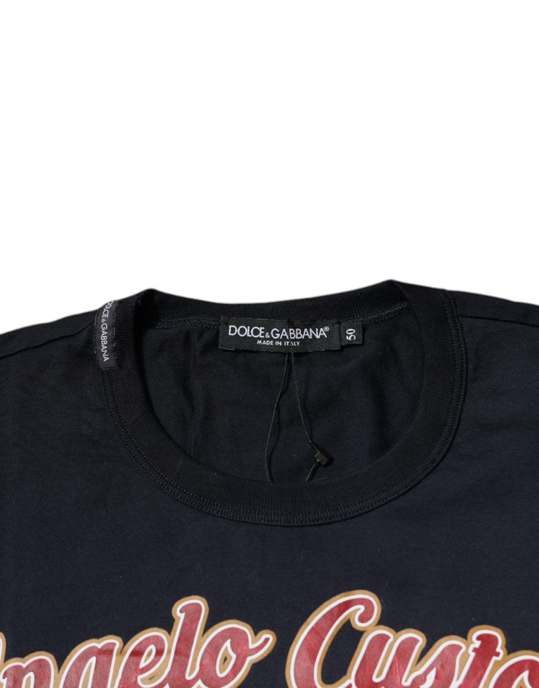 Dolce & Gabbana Blue Cotton Angel Print Short Sleeves T-shirt | Regal Royce