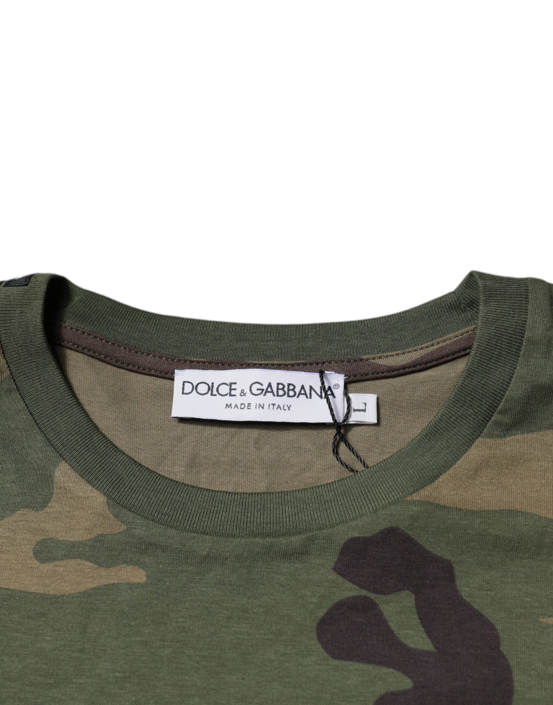 Dolce & Gabbana Multicolor Camouflage Cotton Crew Neck T-shirt | Regal Royce