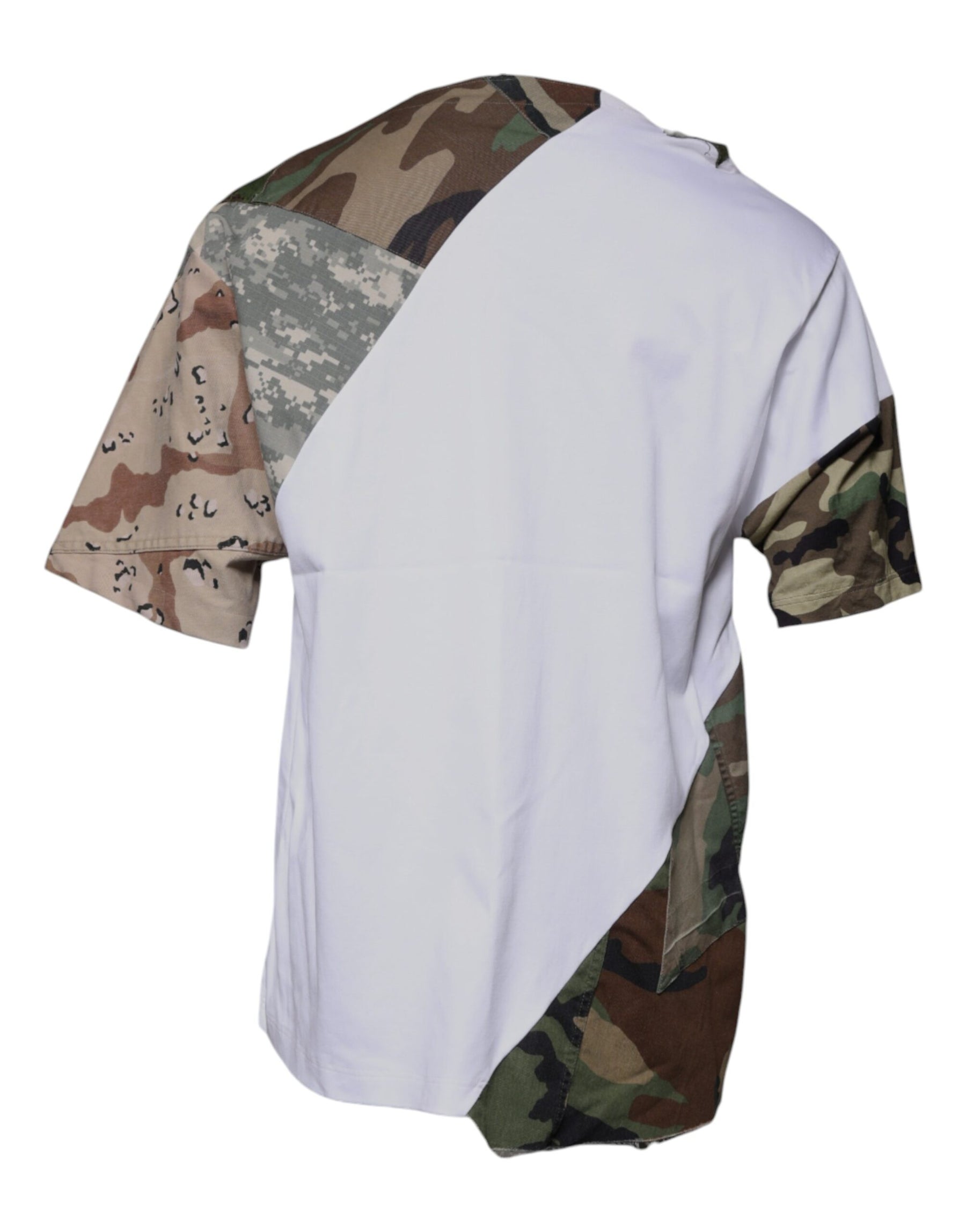 Dolce & Gabbana White Camouflage Cotton Crew Neck T-shirt | Regal Royce