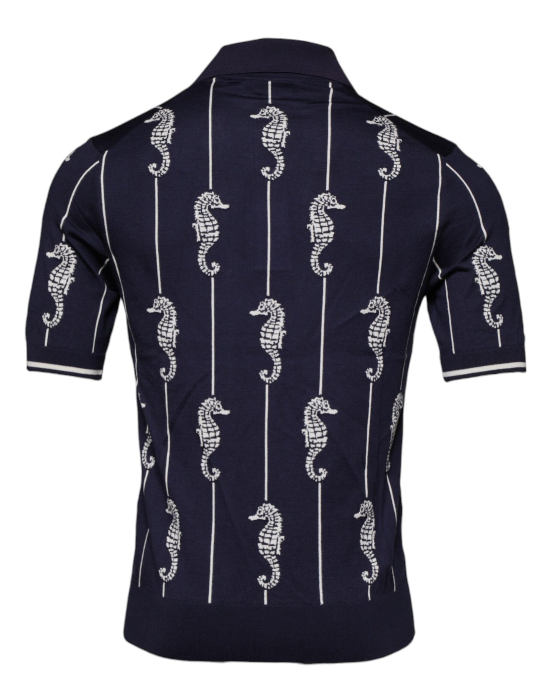 Dolce & Gabbana Dark Blue Sea Horse Collared Polo T-shirt | Regal Royce