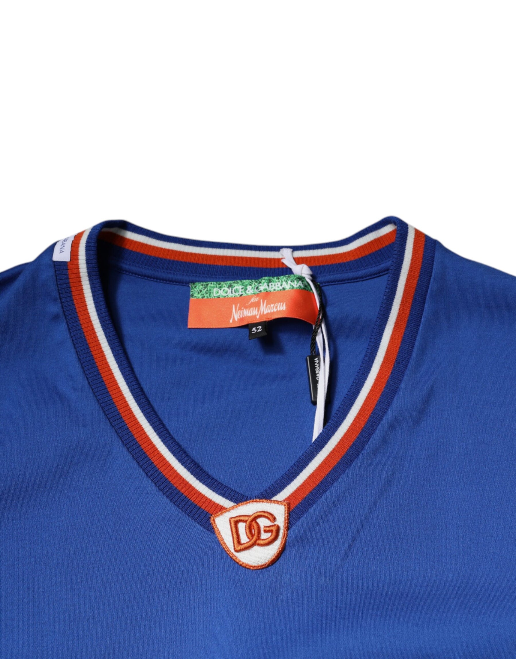 Dolce & Gabbana Blue Logo V-neck Short Sleeve T-shirt | Regal Royce