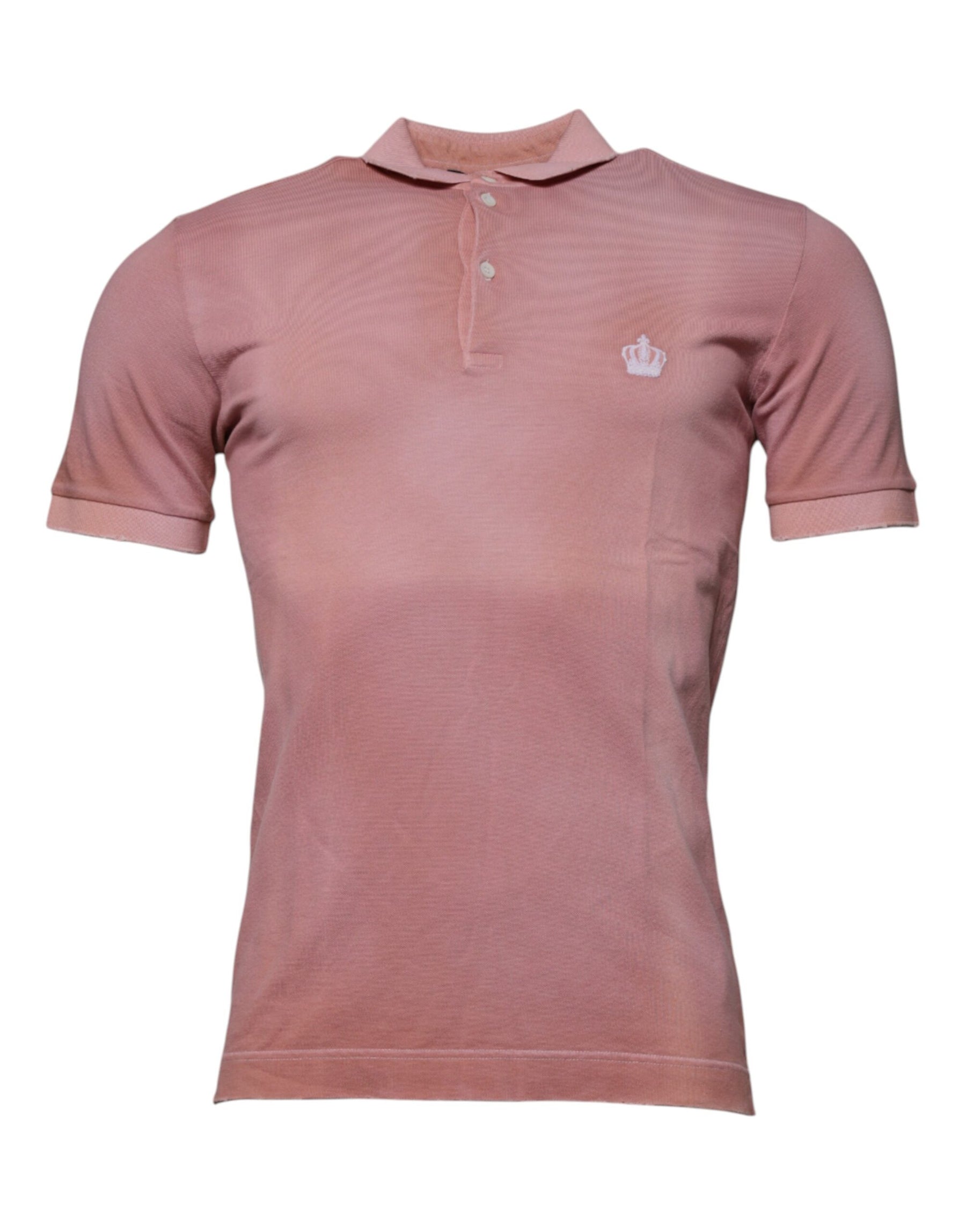 Dolce & Gabbana Pink Crown Collared Short Sleeve Polo T-shirt | Regal Royce