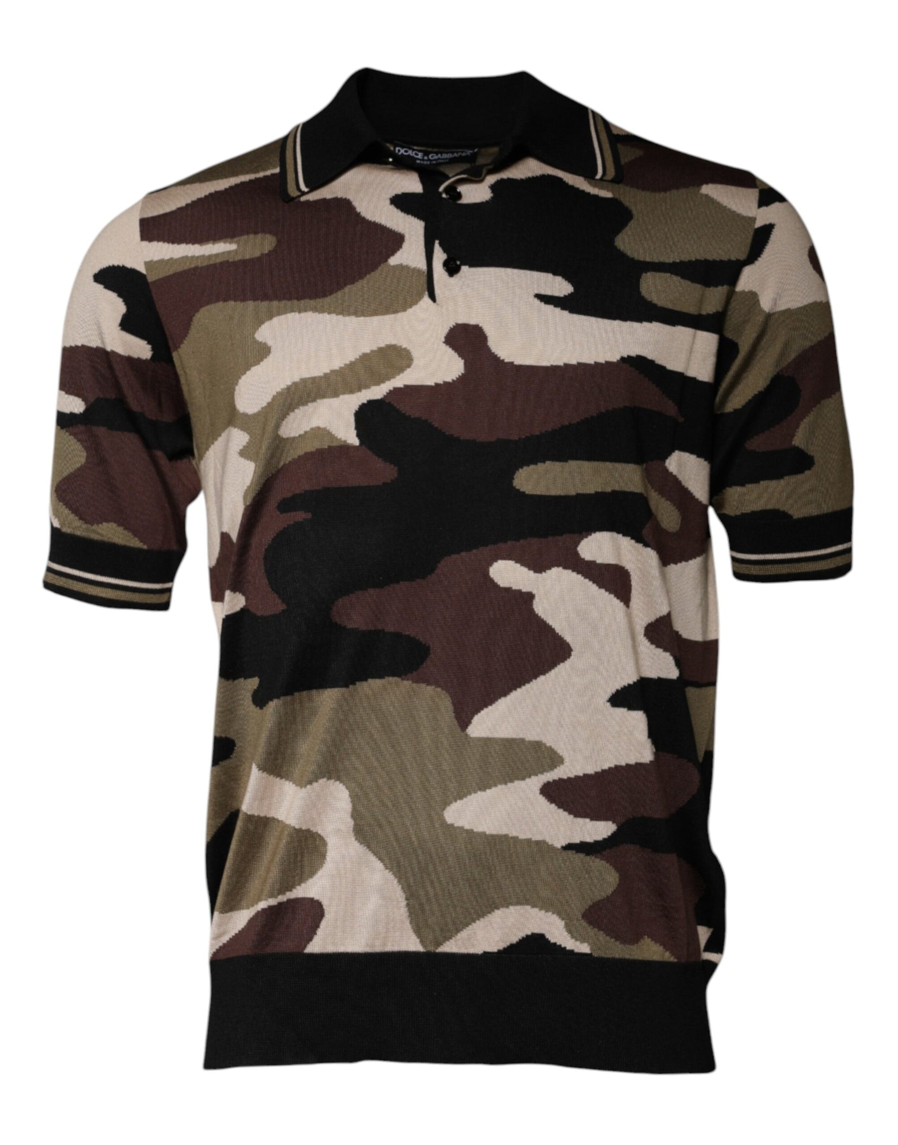 Dolce & Gabbana Multicolor Camouflage Collared Polo T-shirt | Regal Royce