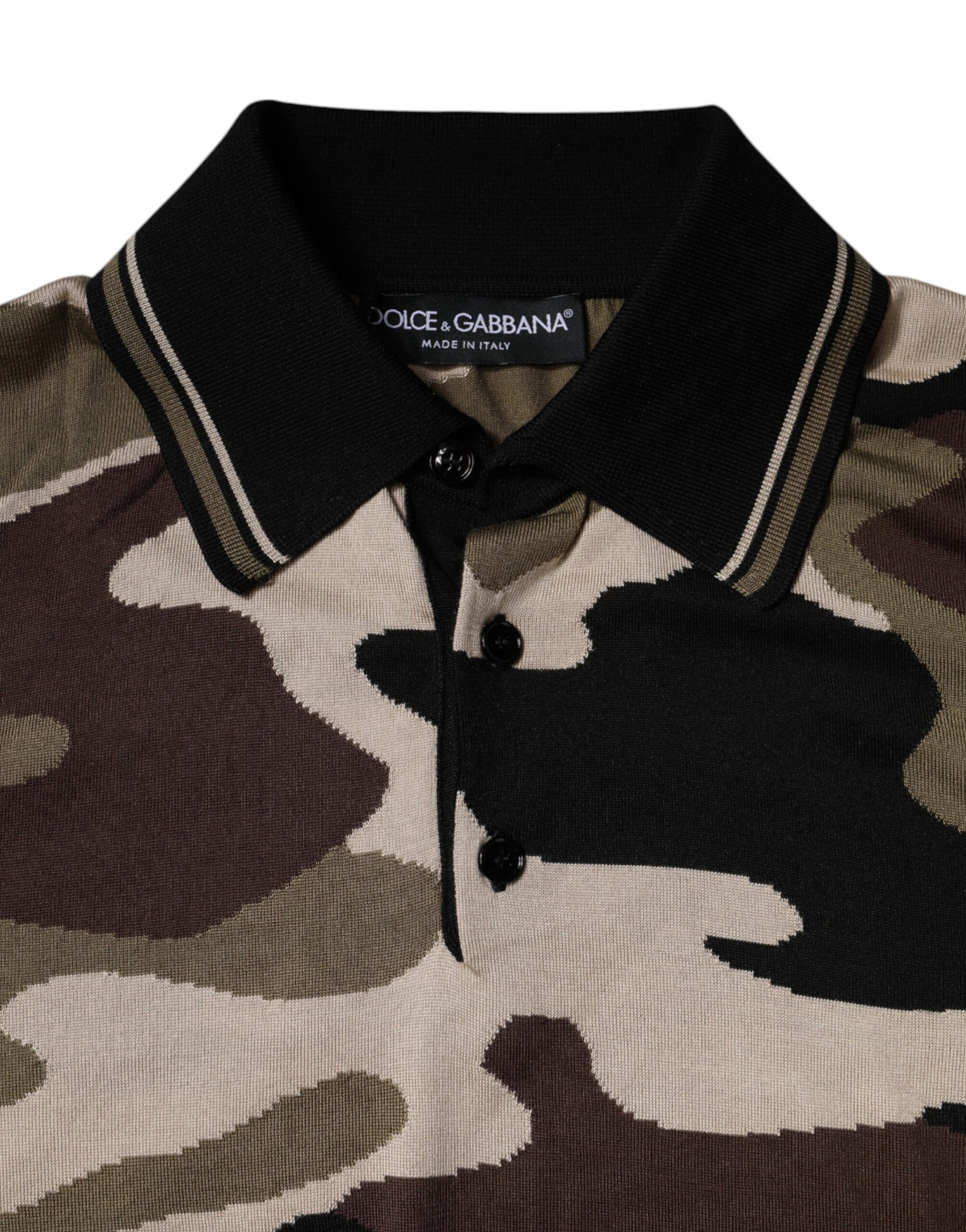 Dolce & Gabbana Multicolor Camouflage Collared Polo T-shirt | Regal Royce