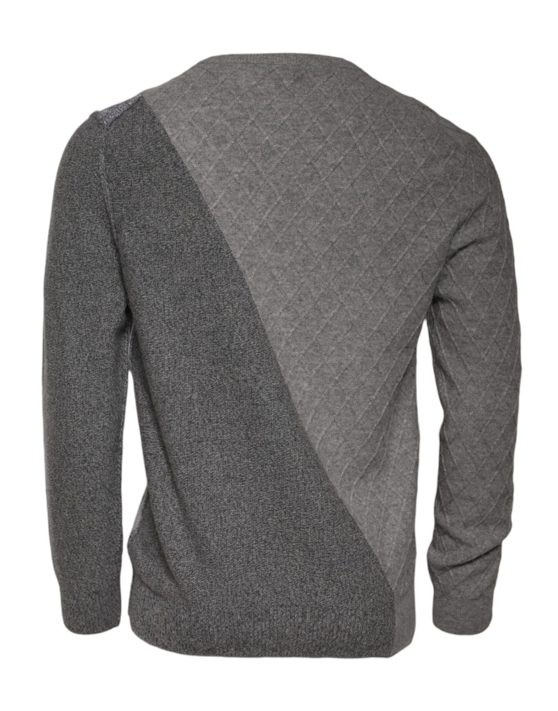 Ballantyne Gray Cashmere Argyle Intarsia Knit Crew Neck Sweater | Regal Royce