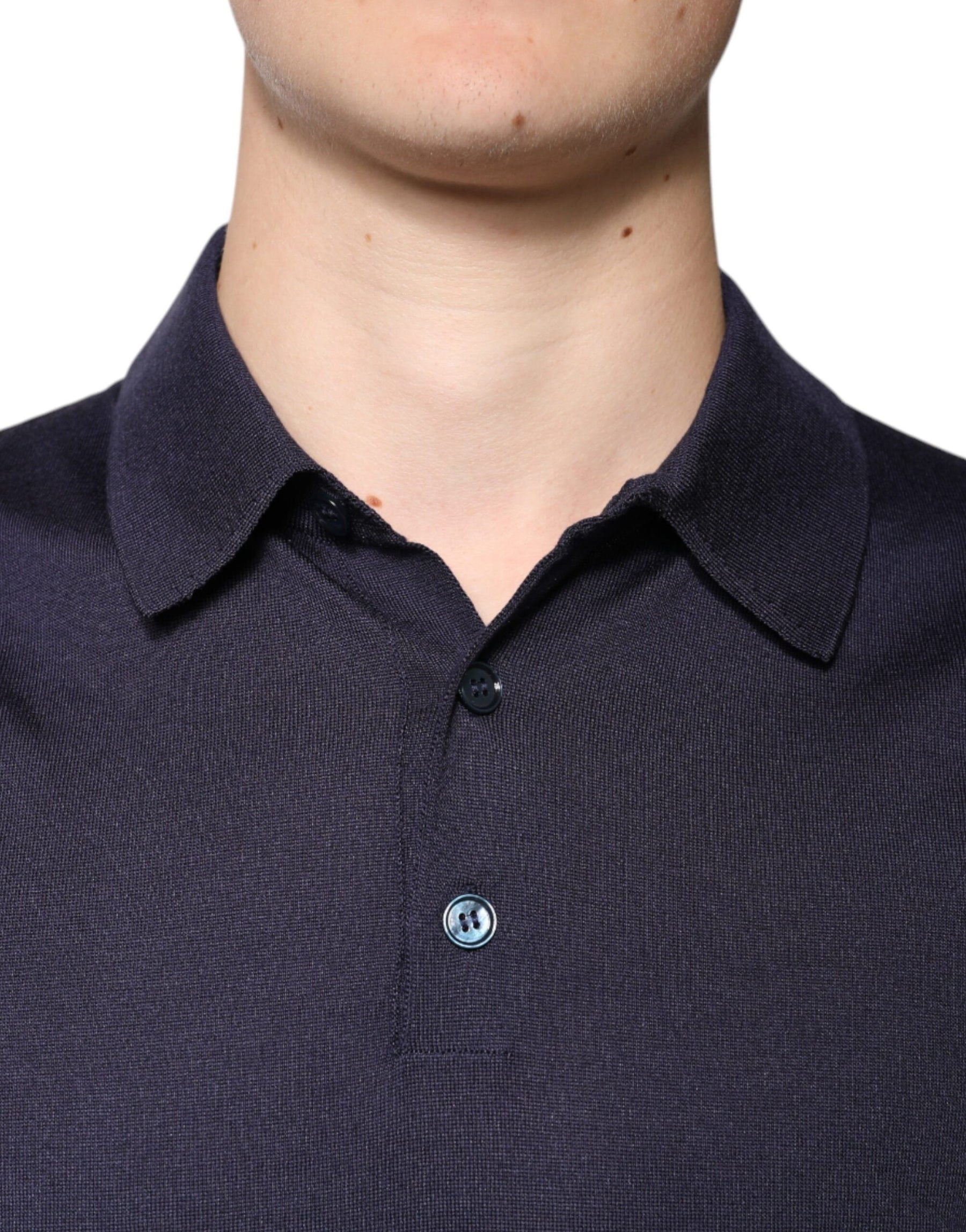 Dolce & Gabbana Blue Silk Collared Short Sleeves Polo T-shirt | Regal Royce