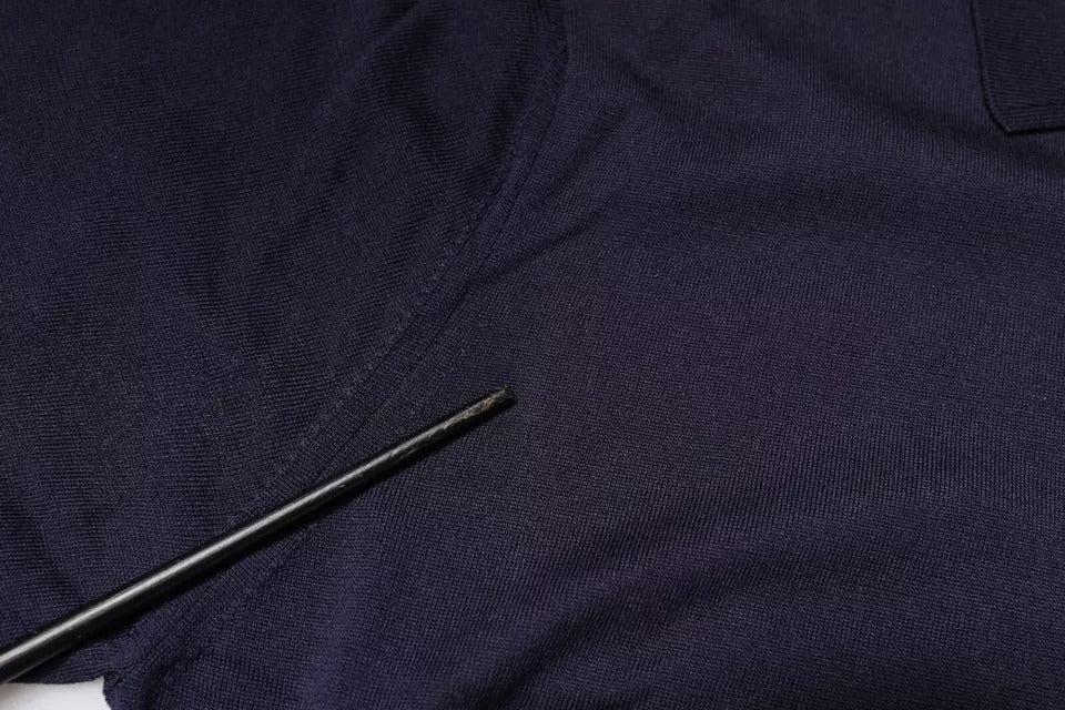 Dolce & Gabbana Blue Silk Collared Short Sleeves Polo T-shirt | Regal Royce