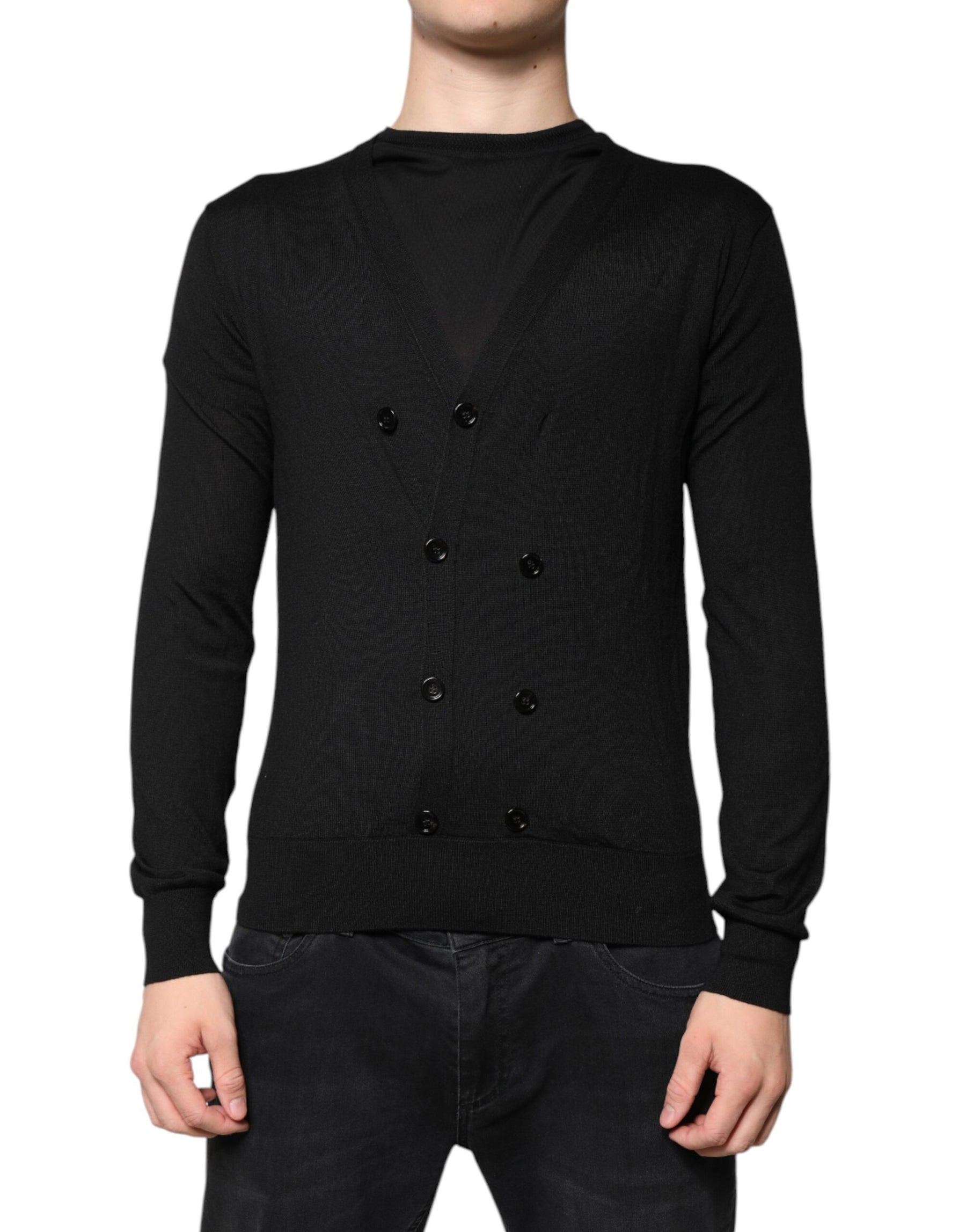 Dolce & Gabbana Black Cashmere Button Down Cardigan Sweater | Regal Royce